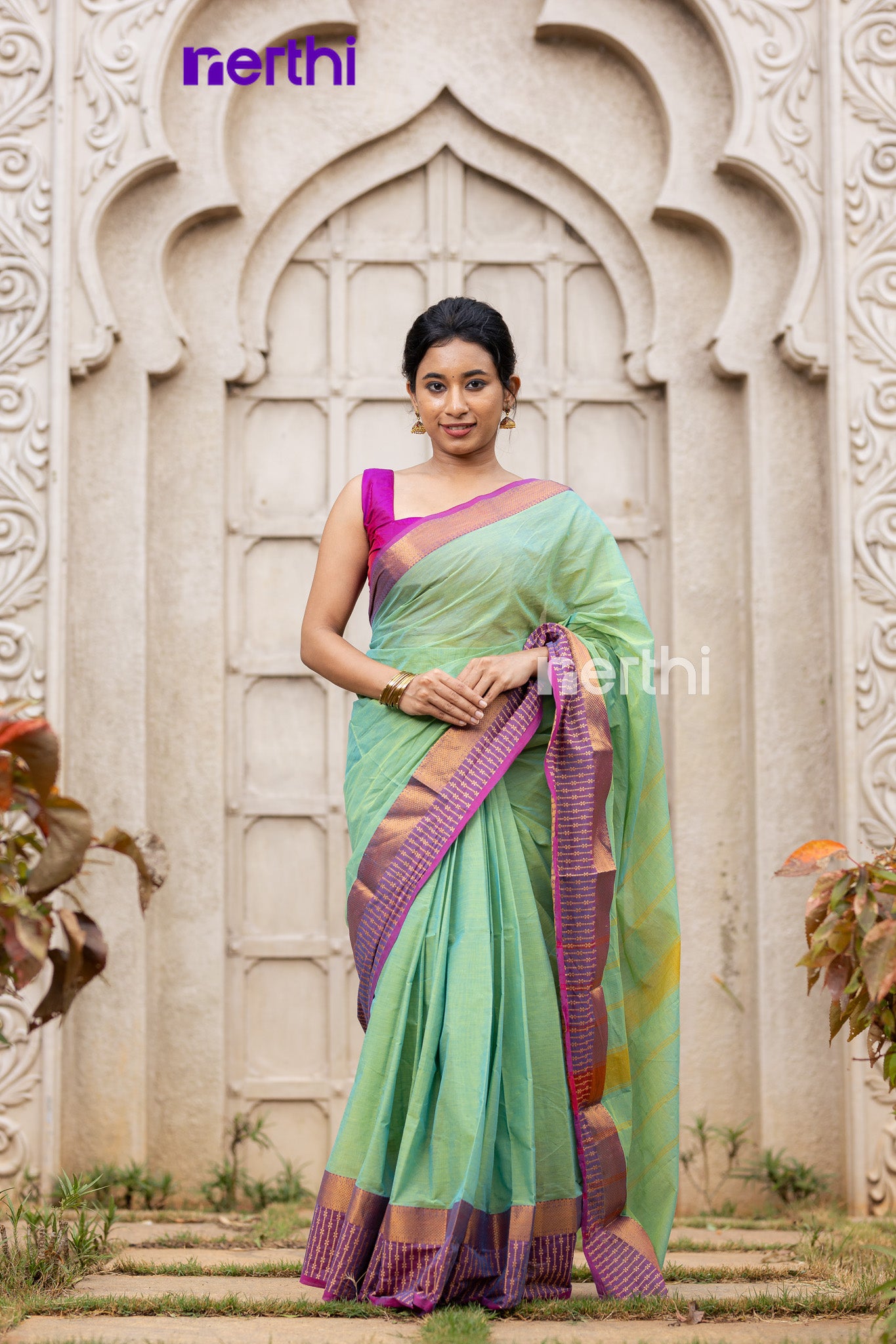 Ilai - Green Chettinad Cotton Saree