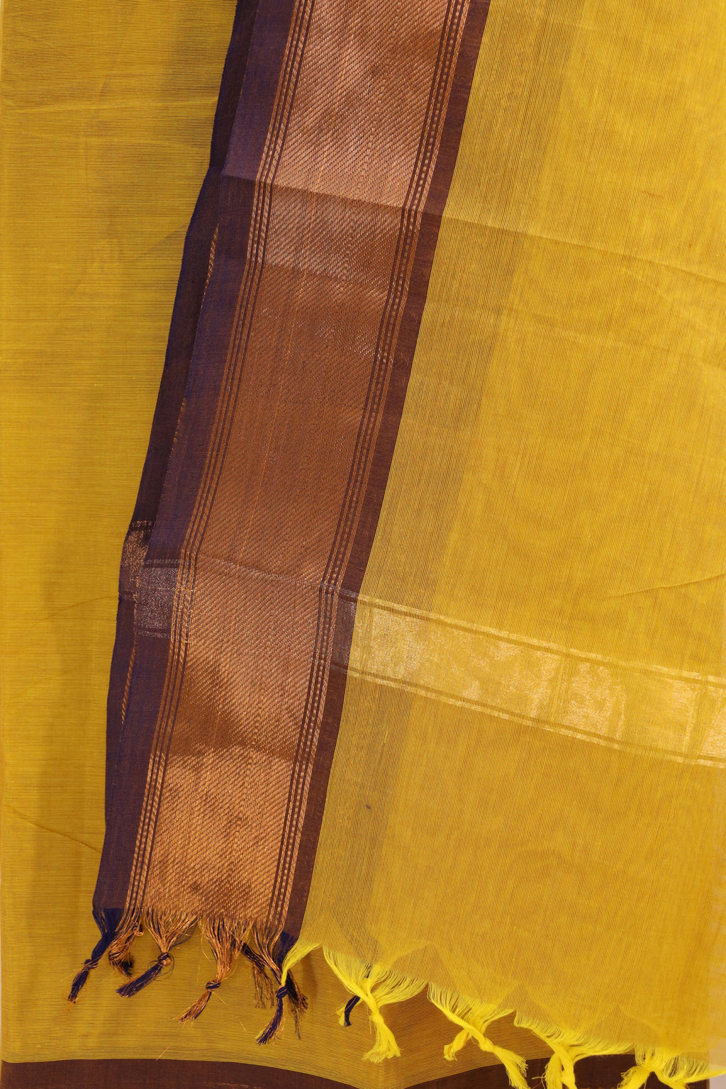 Lime Yellow with violet Border Chettinad Cotton Unstitched Salwar Suit - #NC101