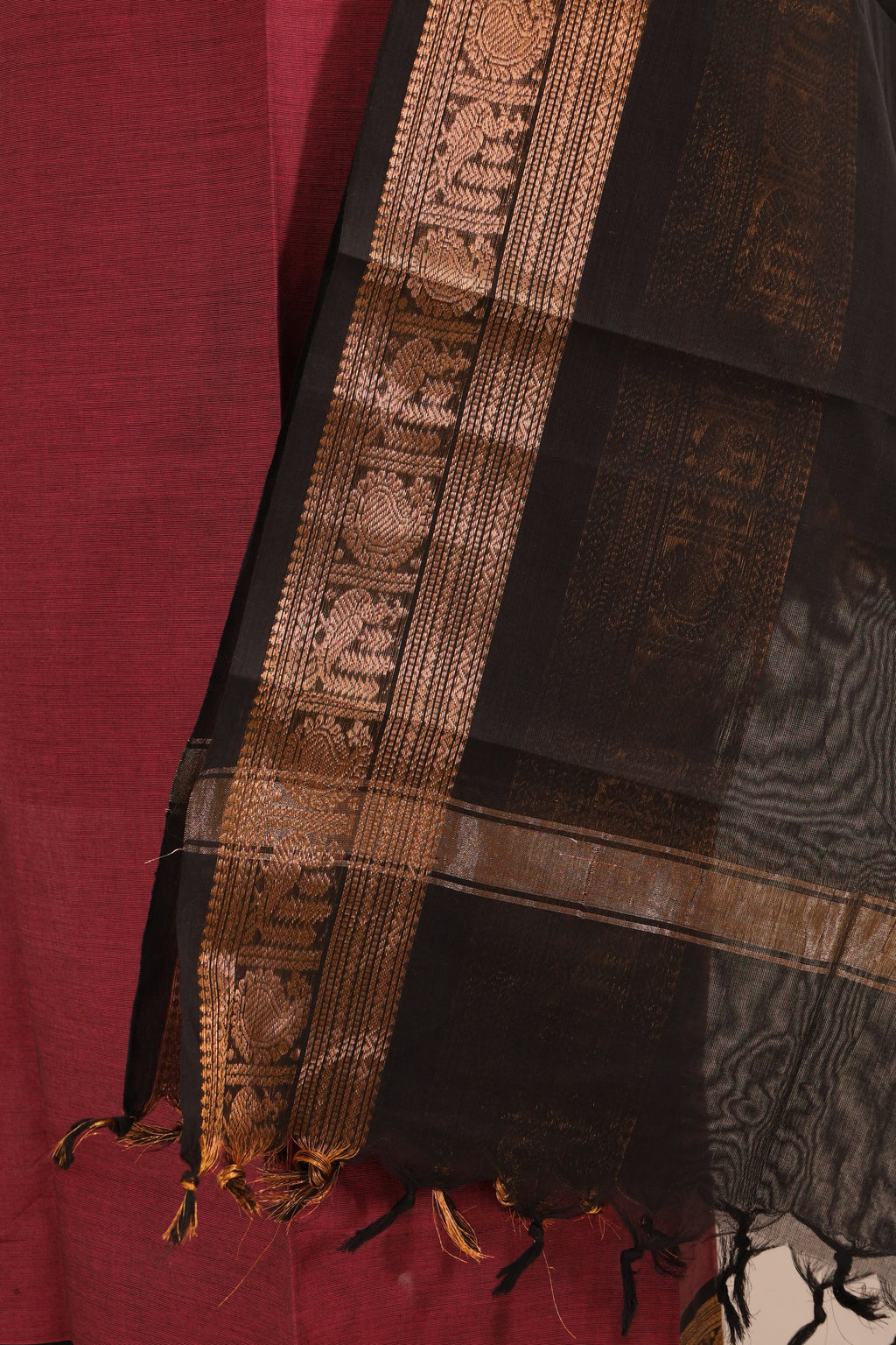 Pink with Black and Golden Border Chettinad Cotton Unstitched Salwar Suit - #NC103