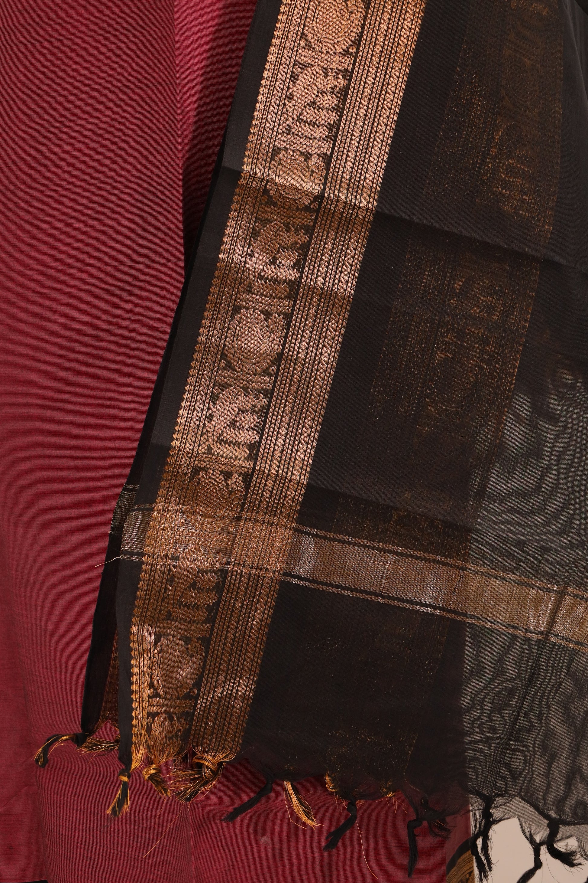 Pink with Black and Golden Border Chettinad Cotton Unstitched Salwar Suit - #NC103