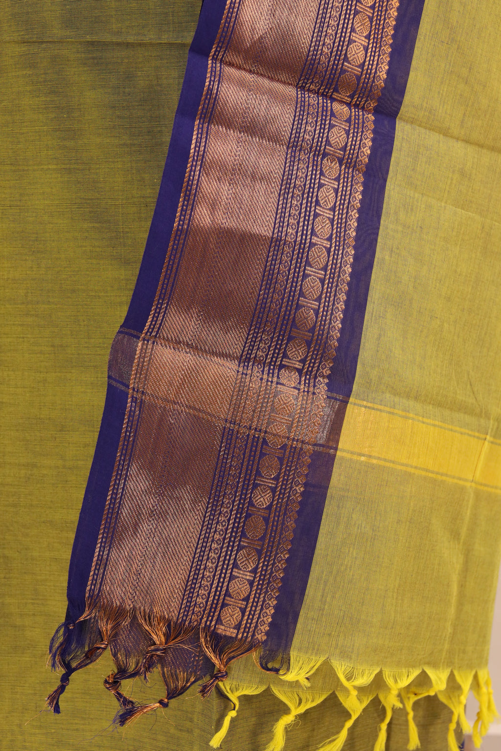 Green with Blue Border Chettinad Cotton Unstitched Salwar Suit - #NC106