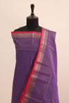 Violet with Orange Border Chettinad Cotton Unstitched Salwar Suit - #NC107