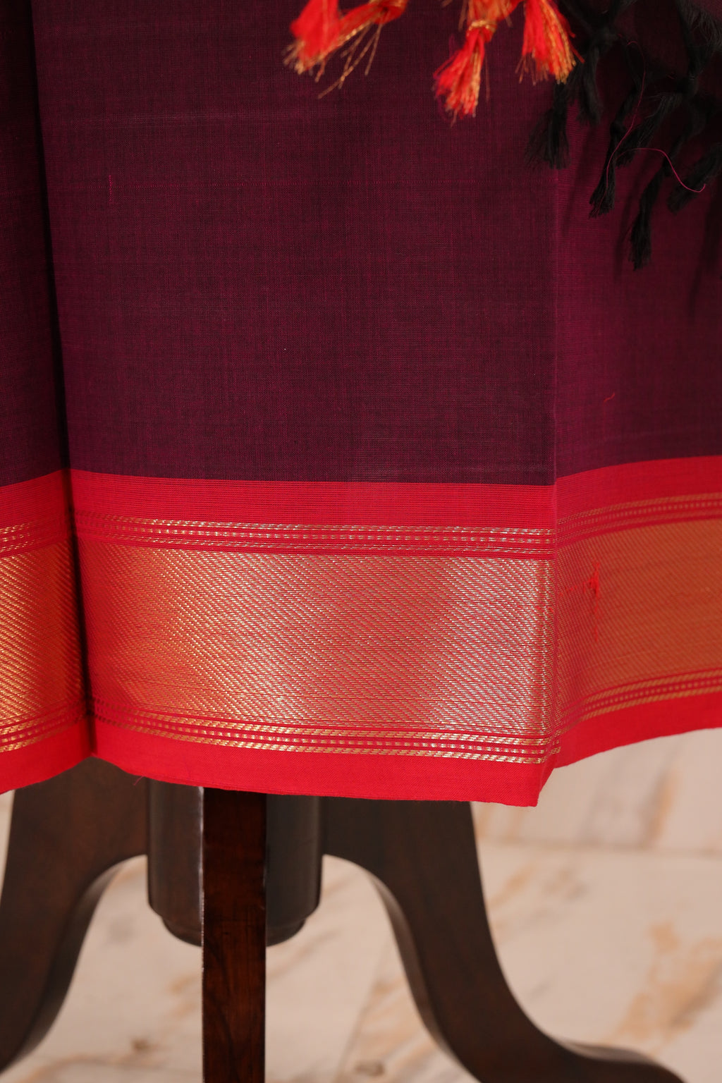 Purple and Red - Chettinad Cotton Unstitched Salwar Suit - #NC029