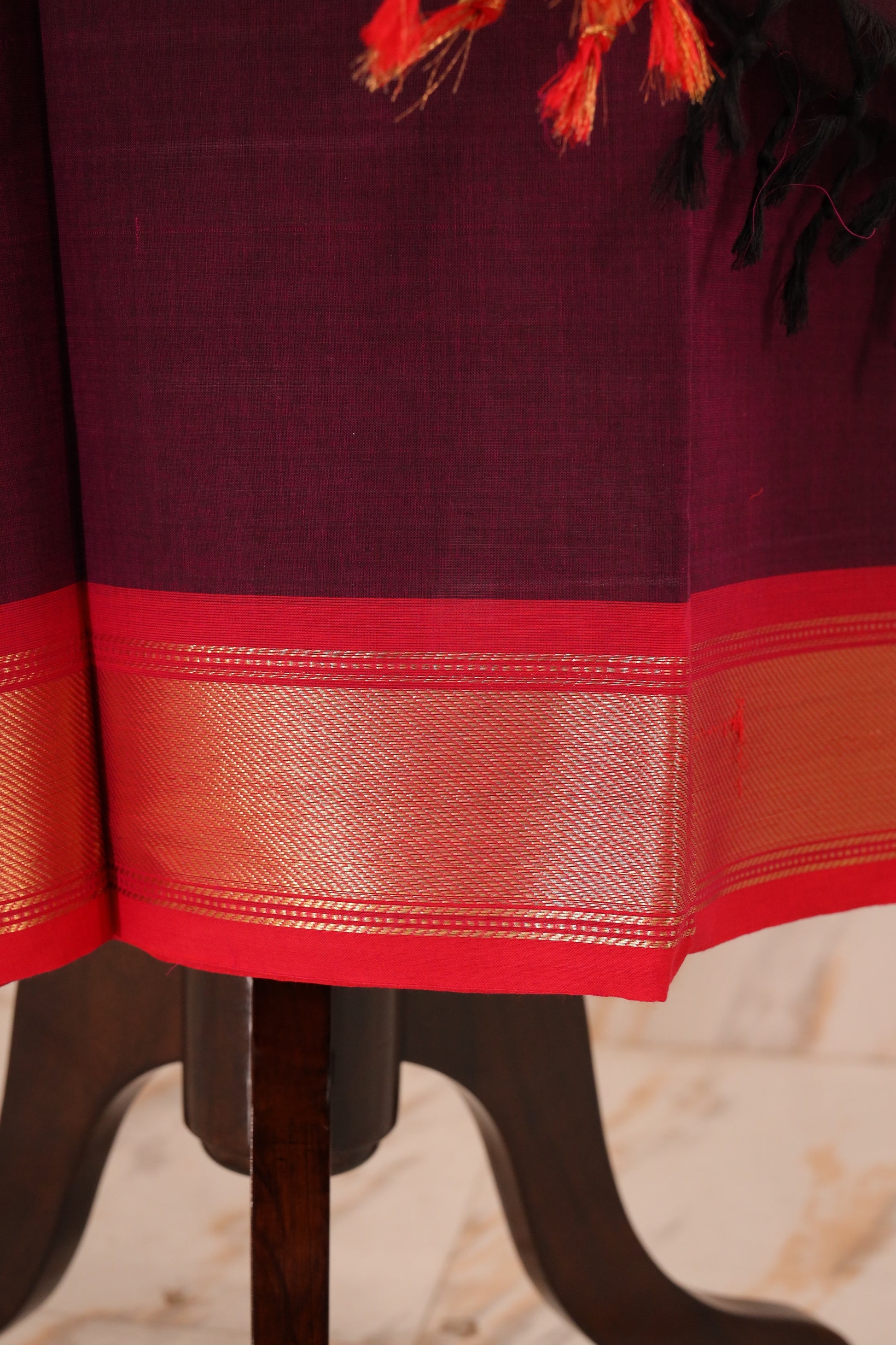 Purple and Red - Chettinad Cotton Unstitched Salwar Suit - #NC029