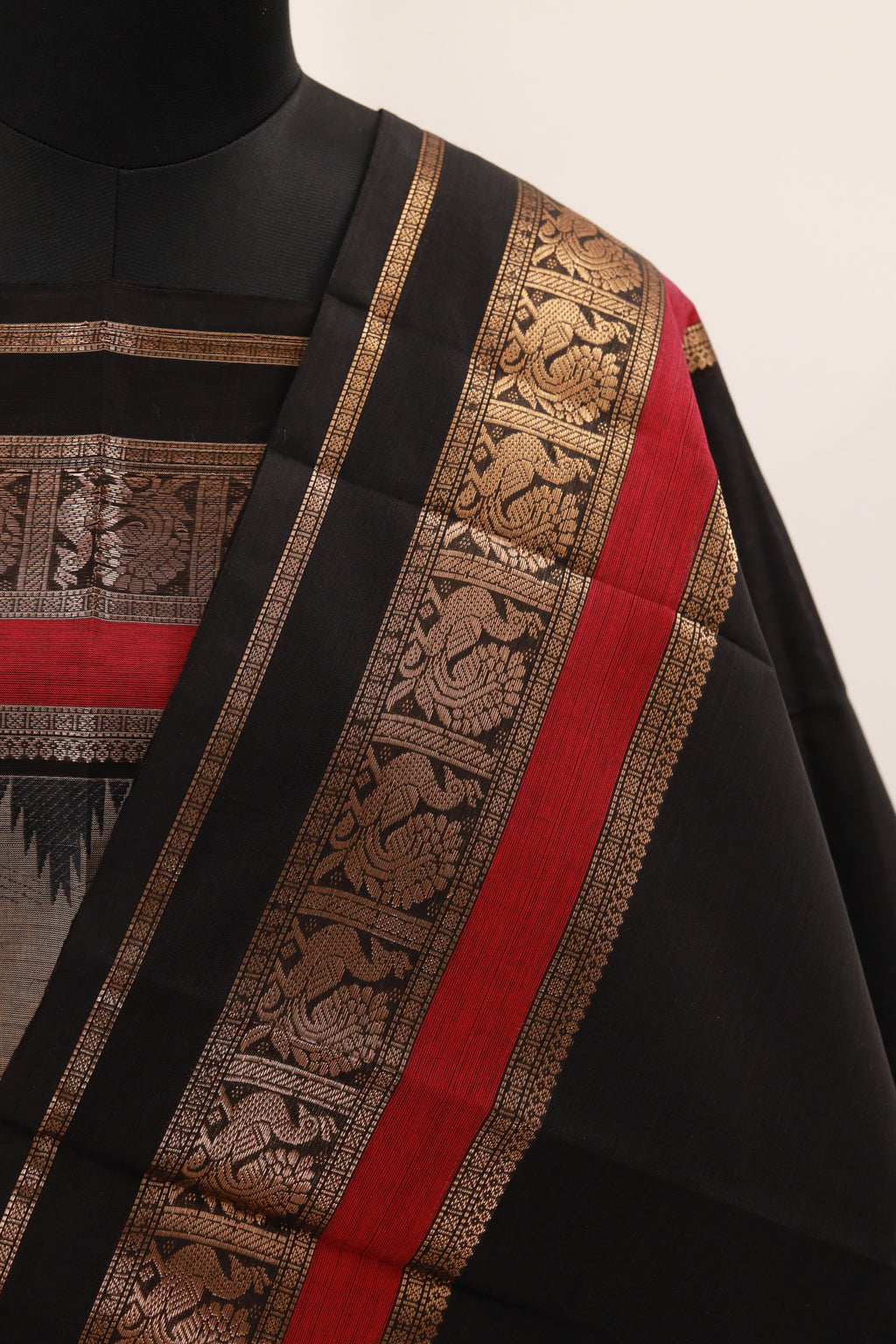 Gray with Multi color Border Chettinad Cotton Unstitched Salwar Suit - #NC125