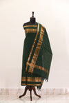Green with Golden Border Chettinad Cotton Unstitched Salwar Suit - #NC126