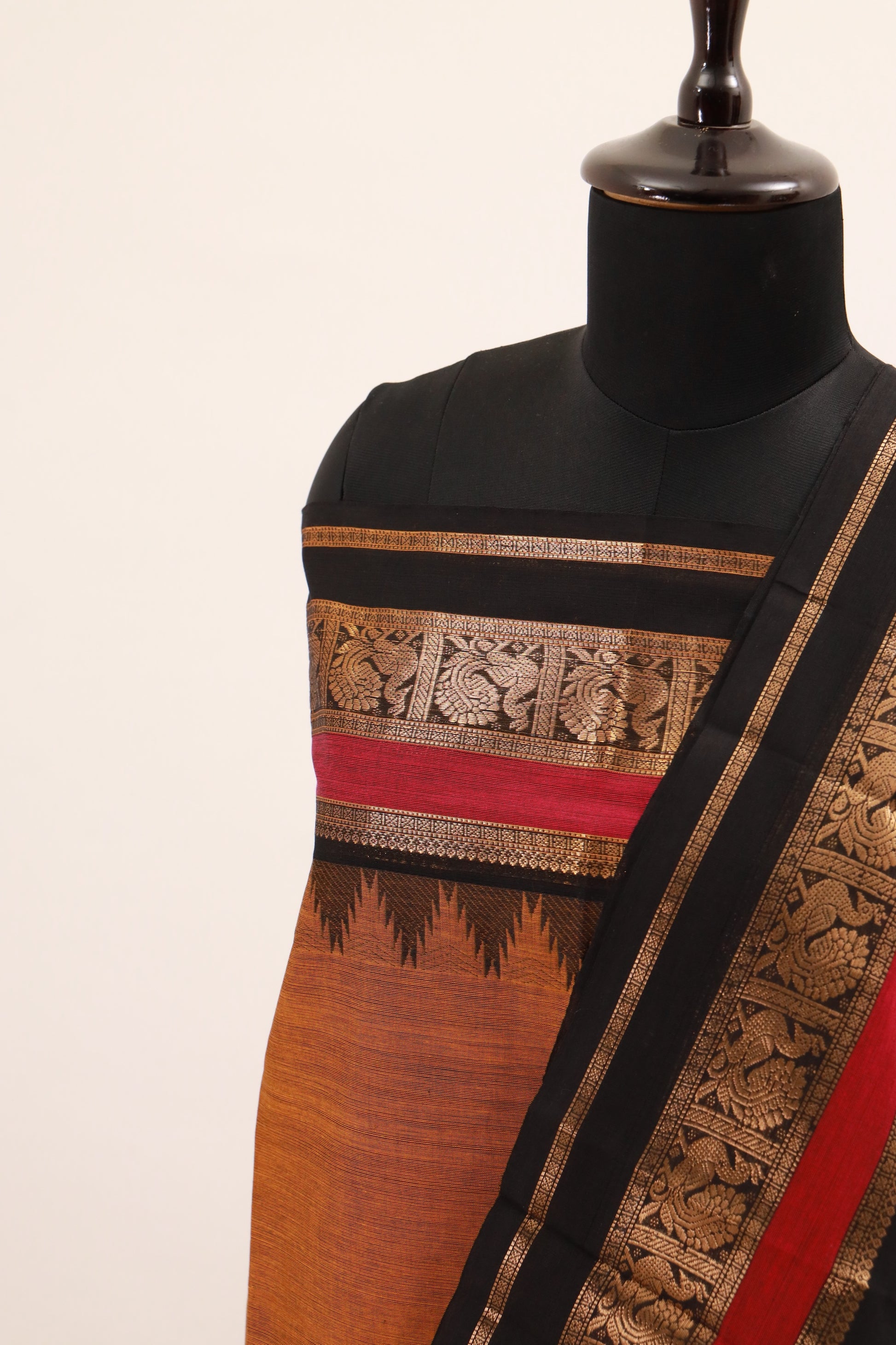 Fenugreek with Multi color Border Chettinad Cotton Unstitched Salwar Suit - #NC127