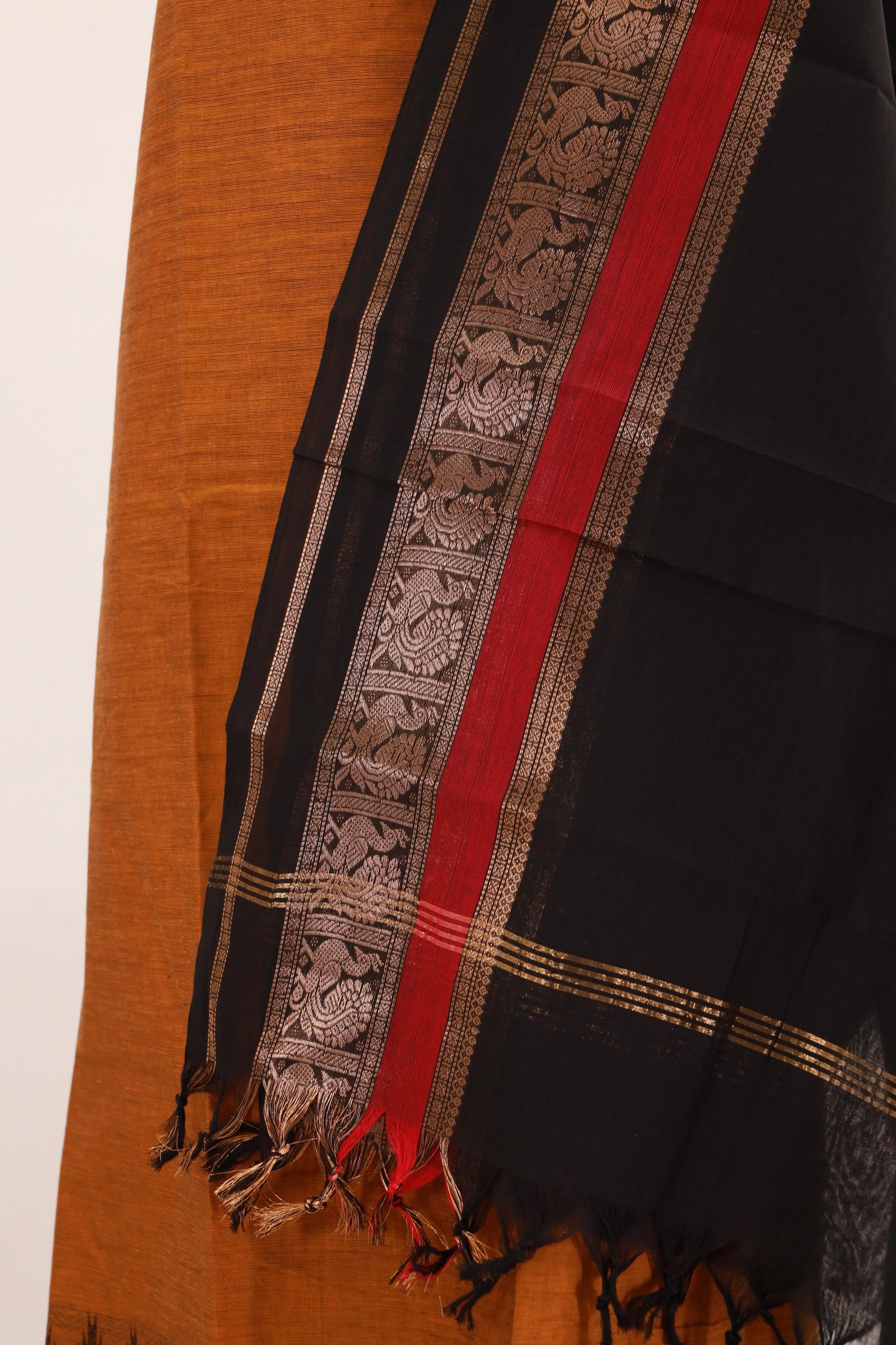 Fenugreek with Multi color Border Chettinad Cotton Unstitched Salwar Suit - #NC127