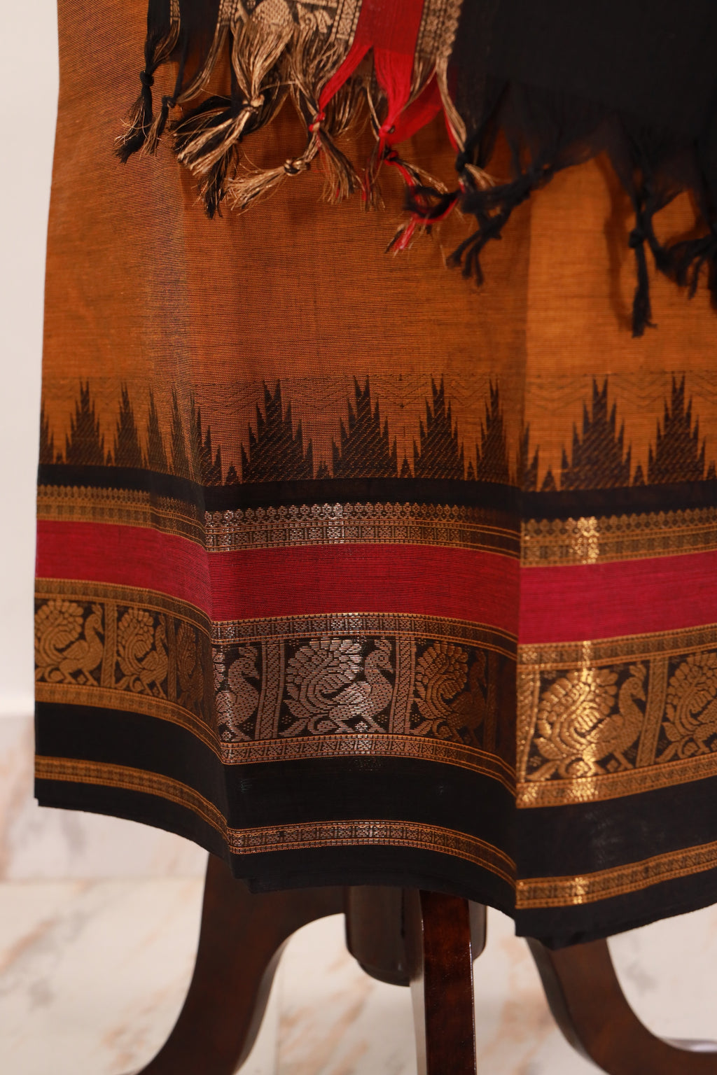 Fenugreek with Multi color Border Chettinad Cotton Unstitched Salwar Suit - #NC127