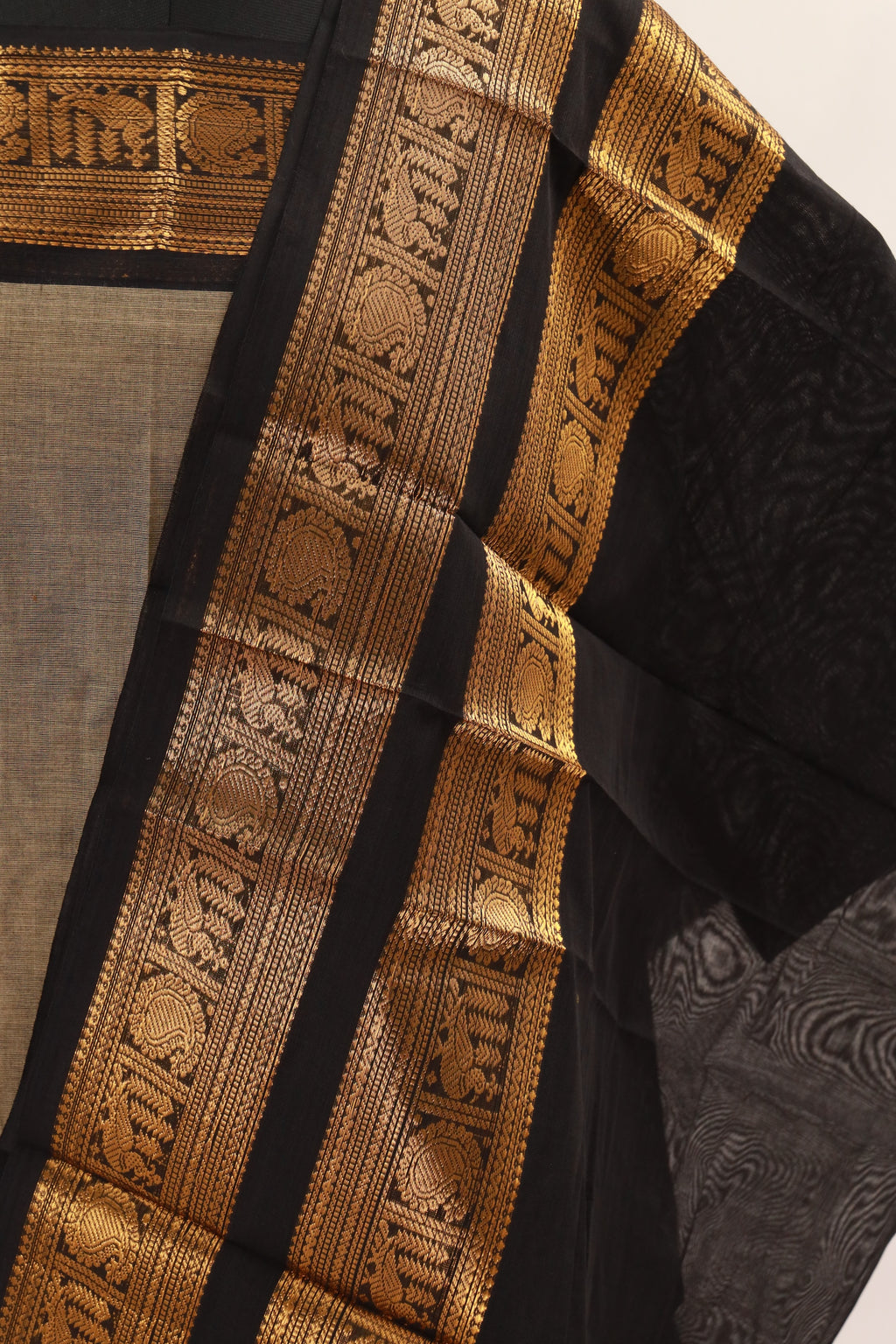 Gray with Black  Chettinad Cotton Unstitched Salwar Suit - #NC134