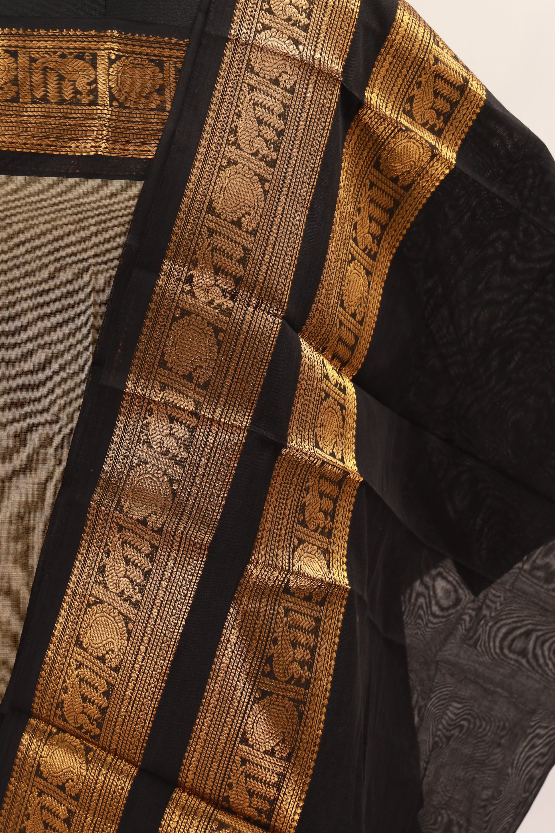 Gray with Black  Chettinad Cotton Unstitched Salwar Suit - #NC134