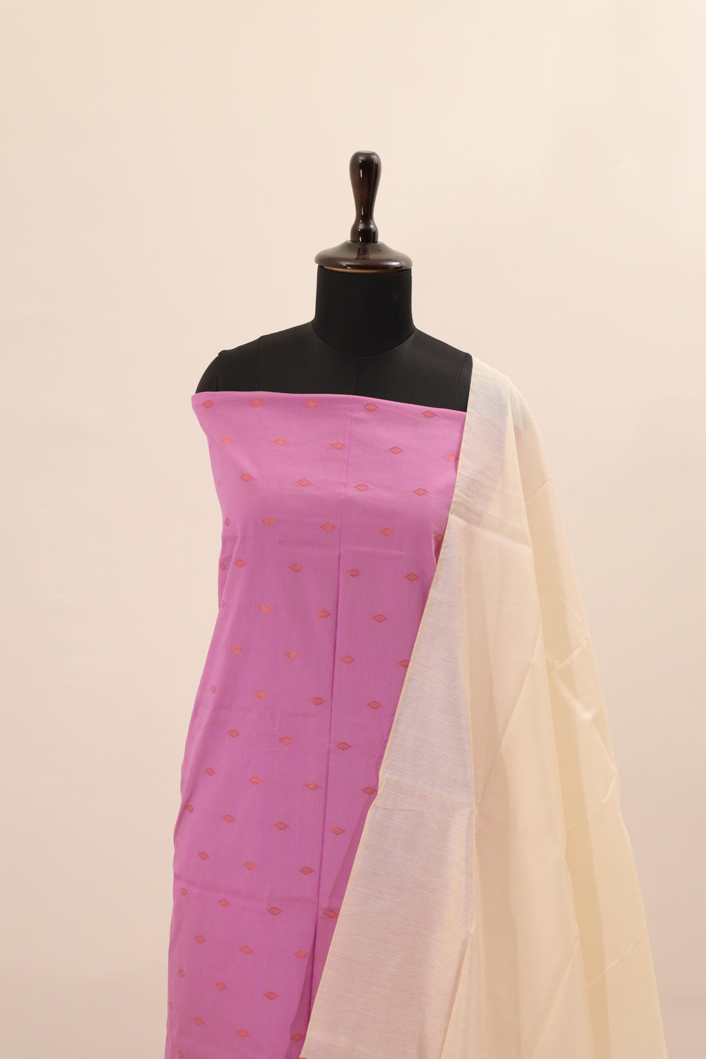 Pink with Cream  Dupatta Unstitched Salwar Suit - #NC136