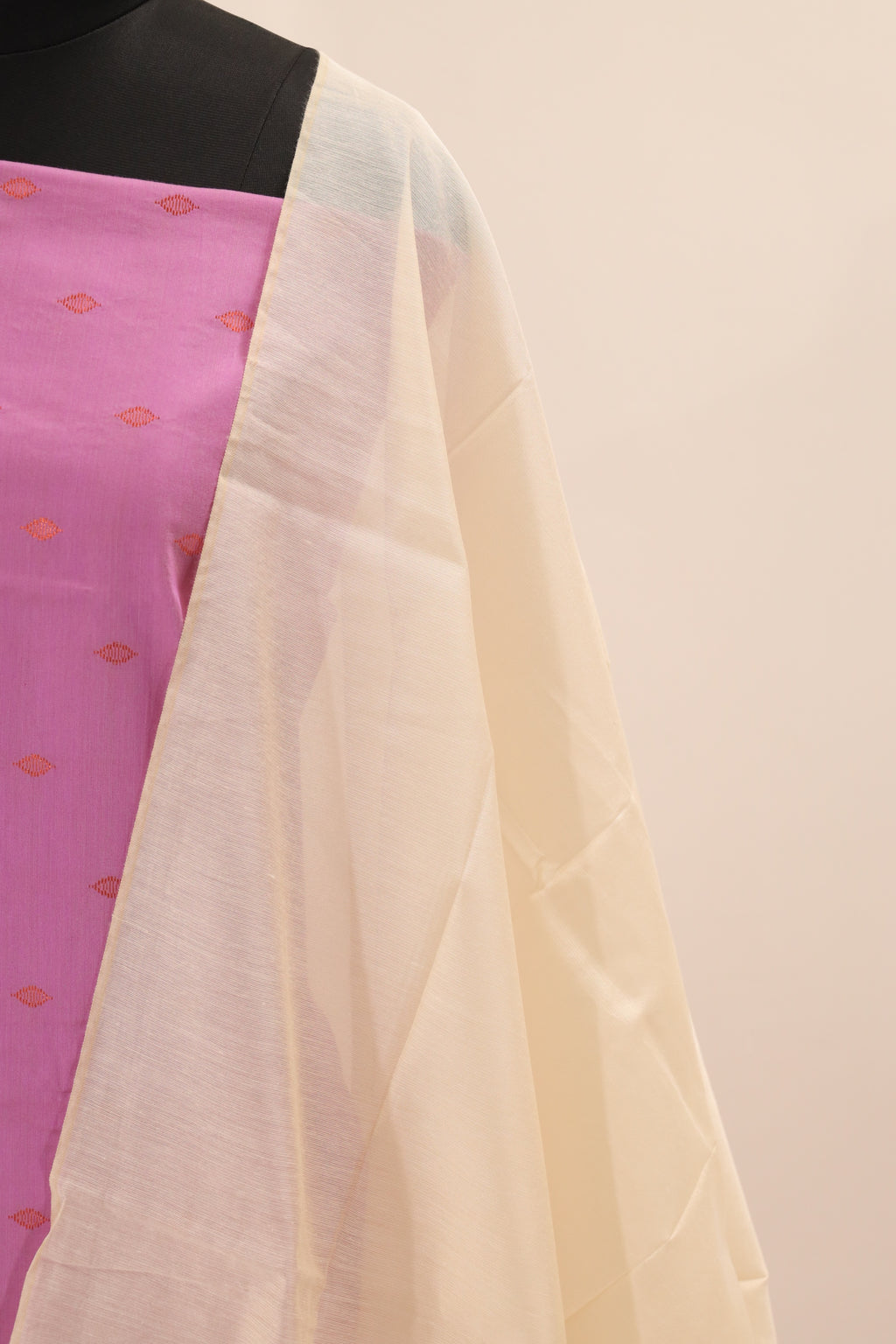 Pink with Cream  Dupatta Unstitched Salwar Suit - #NC136