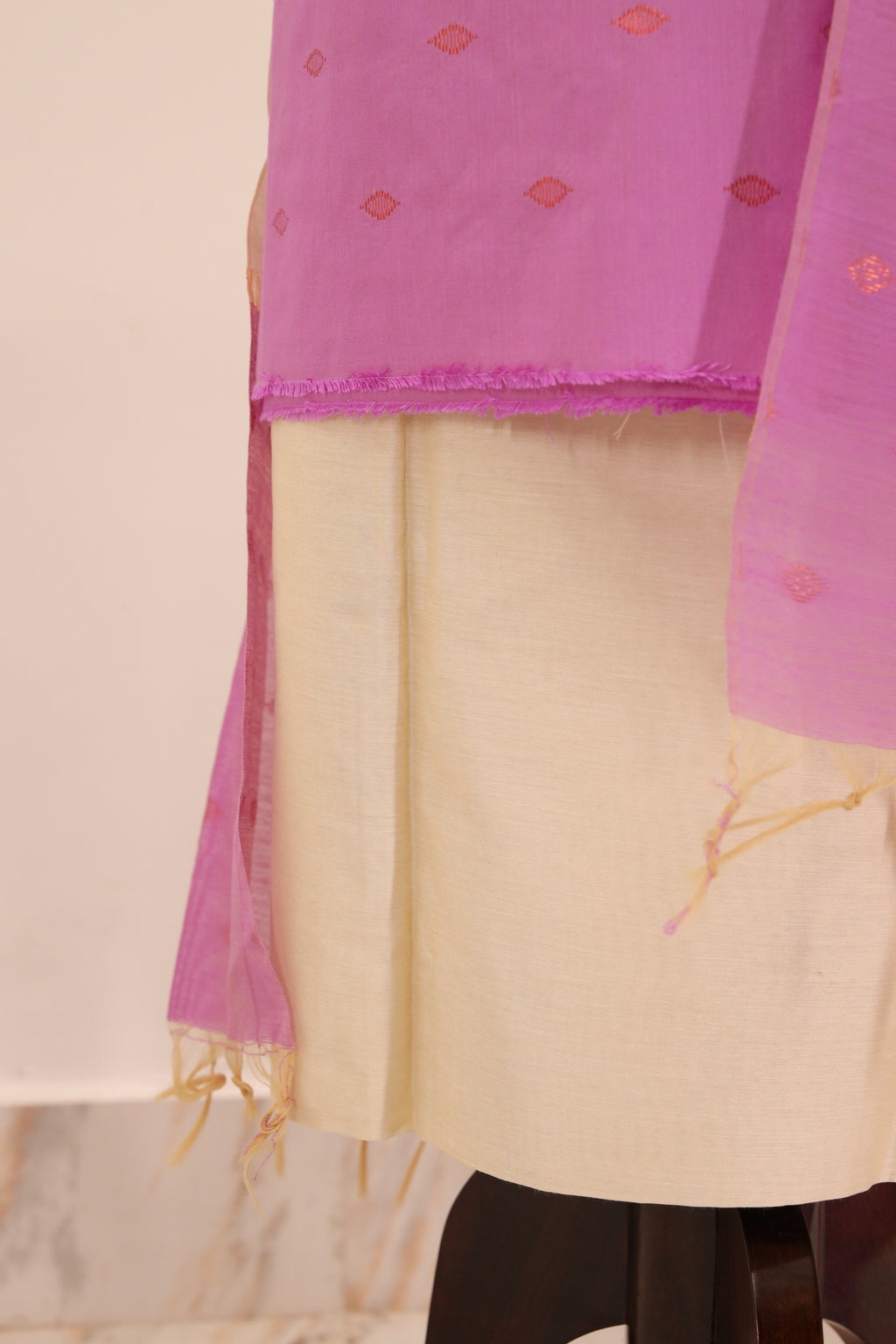 Pink with Cream  Dupatta Unstitched Salwar Suit - #NC136