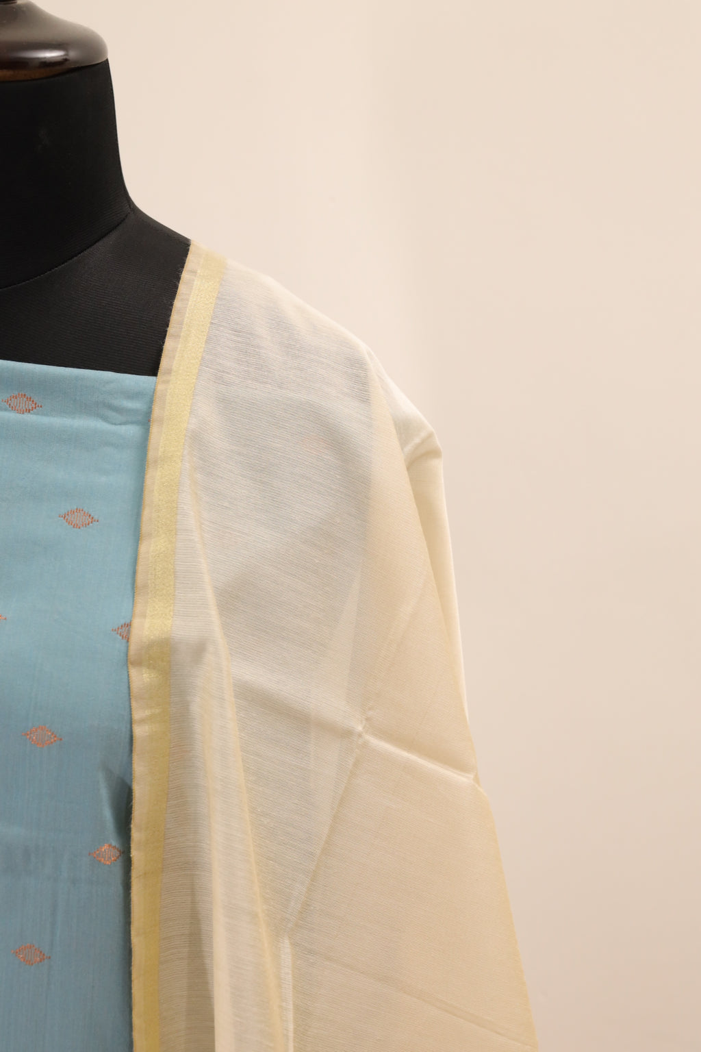 Sky Blue with Cream Dupatta Unstitched Salwar Suit - #NC137