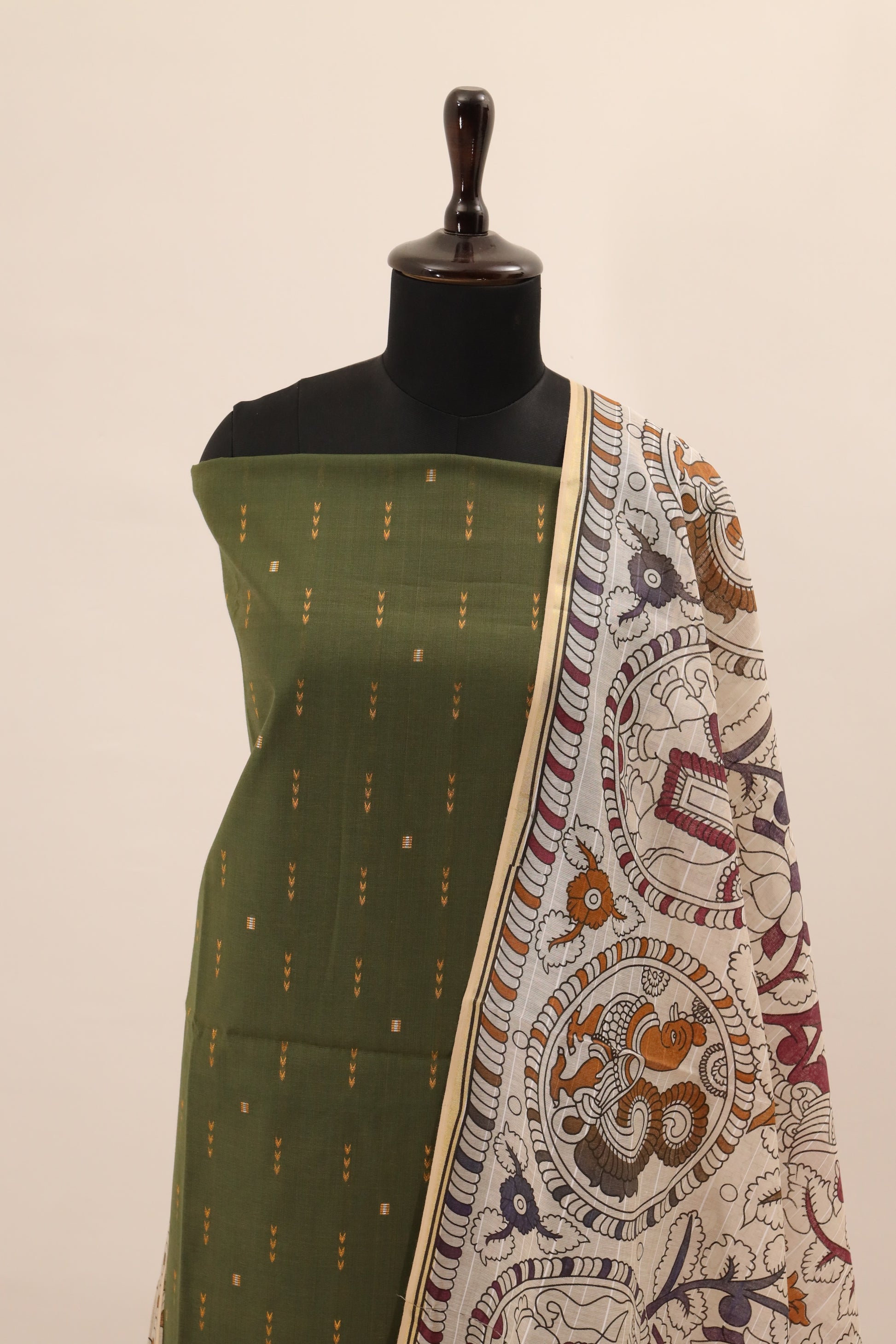 Green with Printed Dupatta  Unstitched Salwar Suit - #NC138
