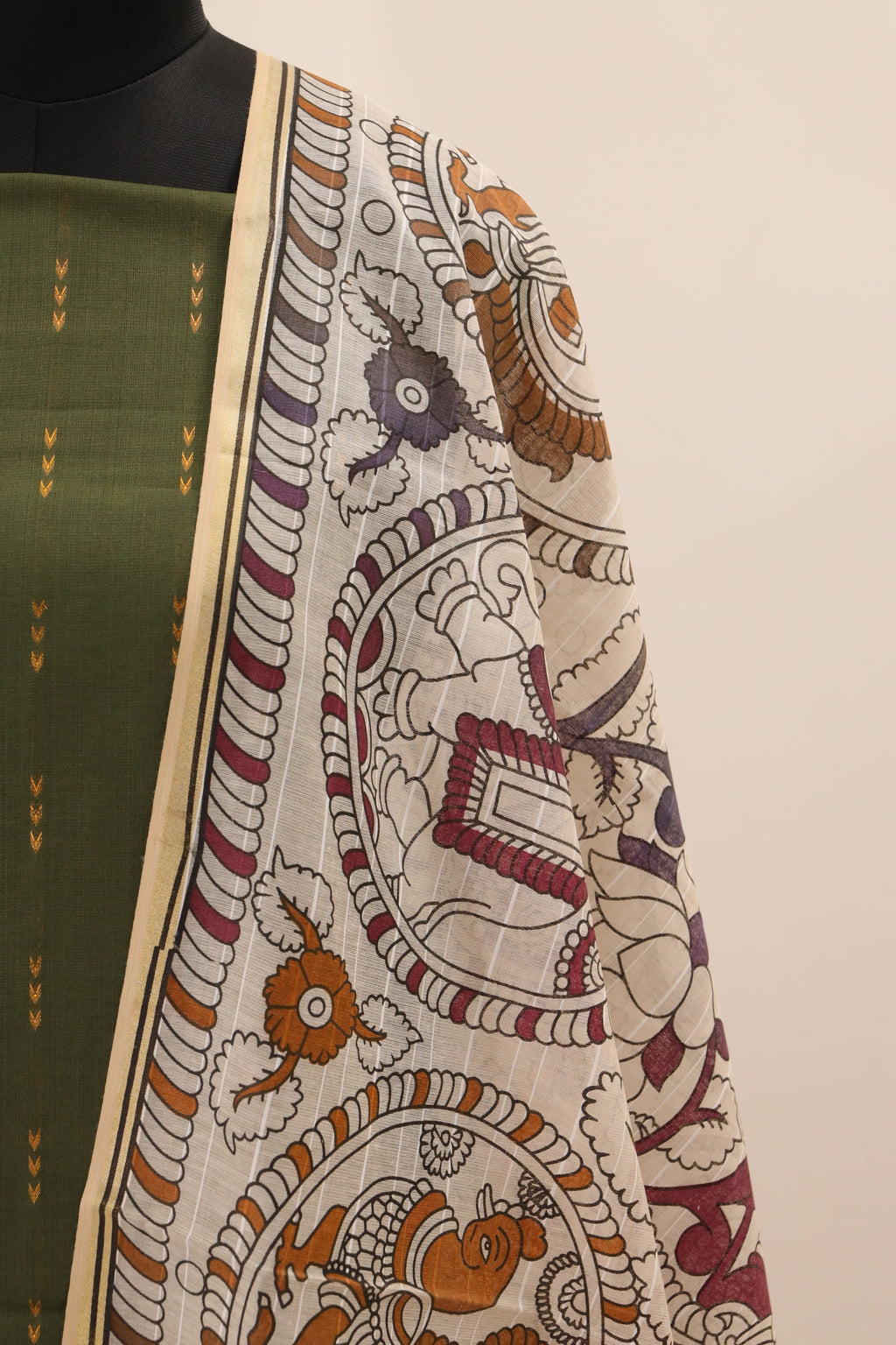 Green with Printed Dupatta  Unstitched Salwar Suit - #NC138