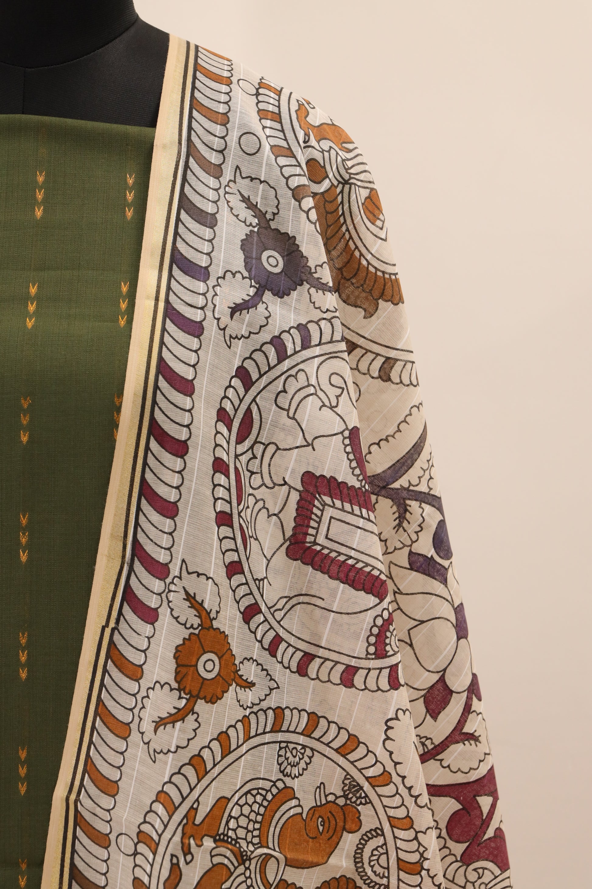 Green with Printed Dupatta  Unstitched Salwar Suit - #NC138