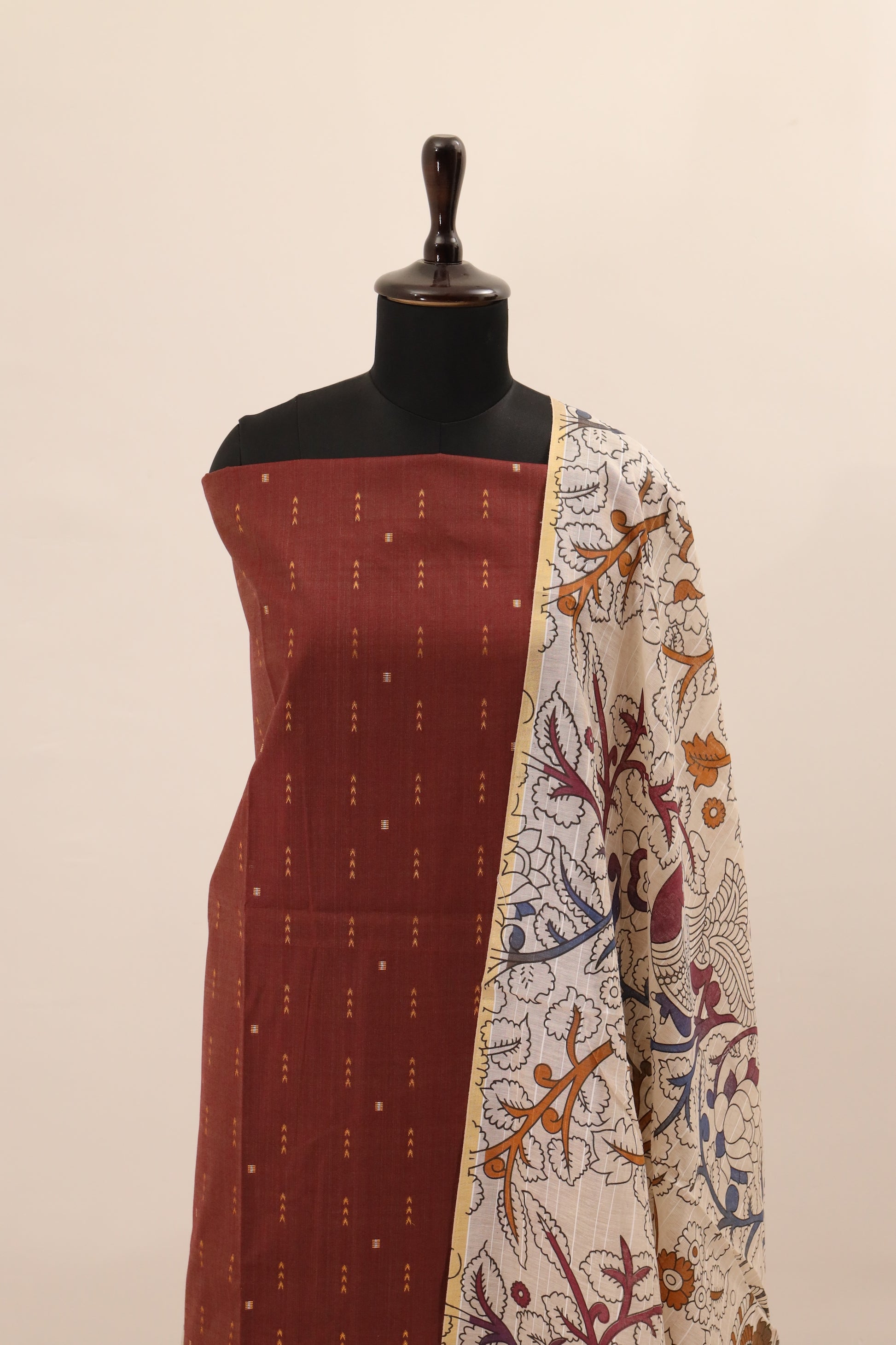 Brown with Printed Dupatta  Unstitched Salwar Suit - #NC139