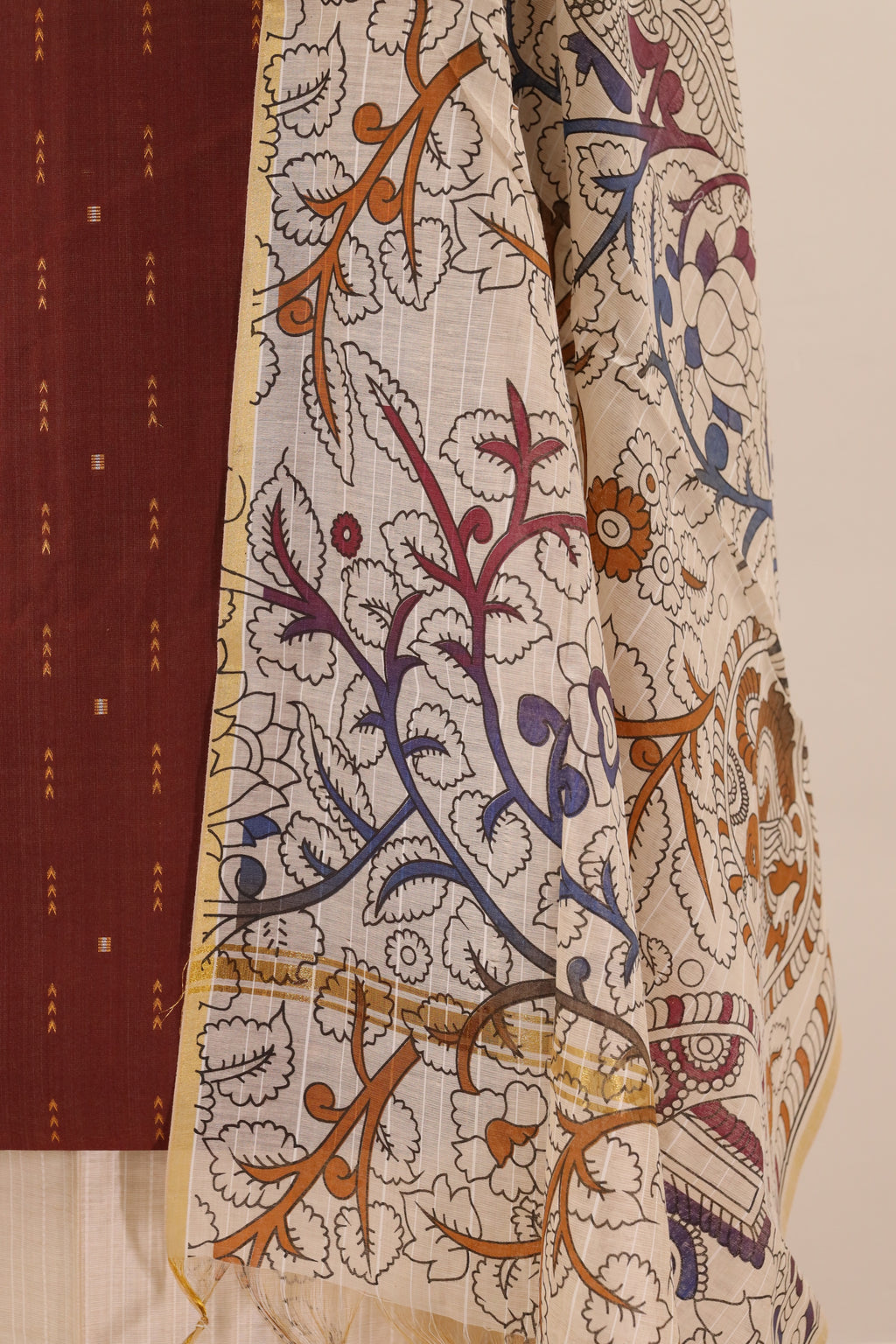 Brown with Printed Dupatta  Unstitched Salwar Suit - #NC139