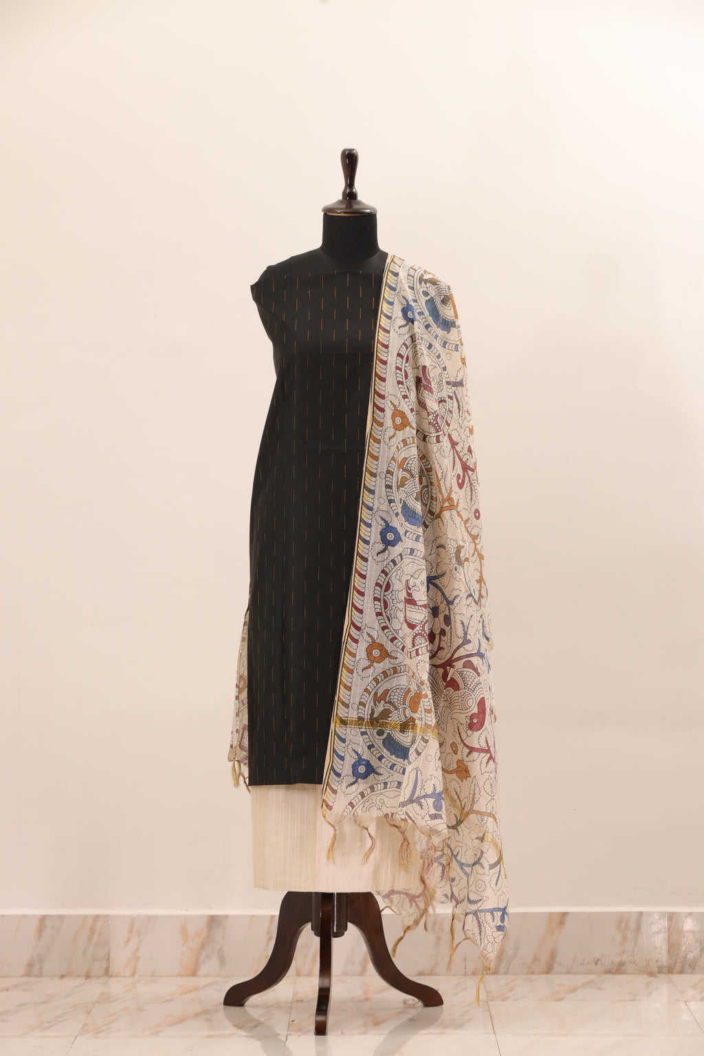 Black with Printed Dupatta  Unstitched Salwar Suit - #NC140