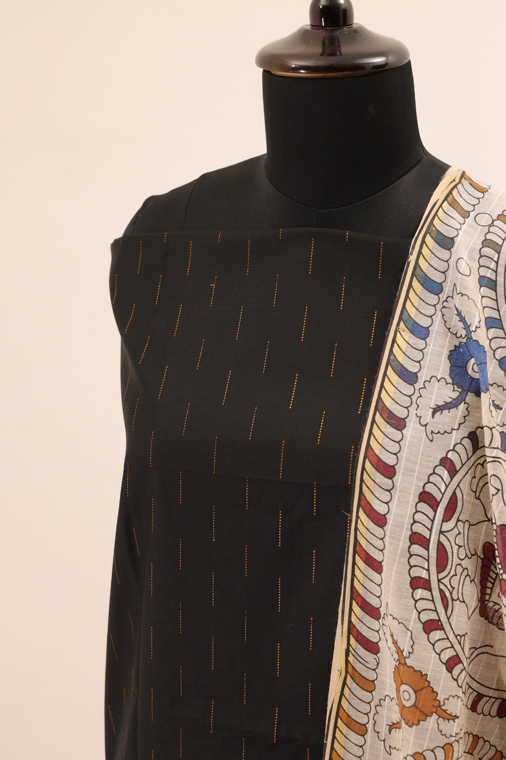 Black with Printed Dupatta  Unstitched Salwar Suit - #NC140