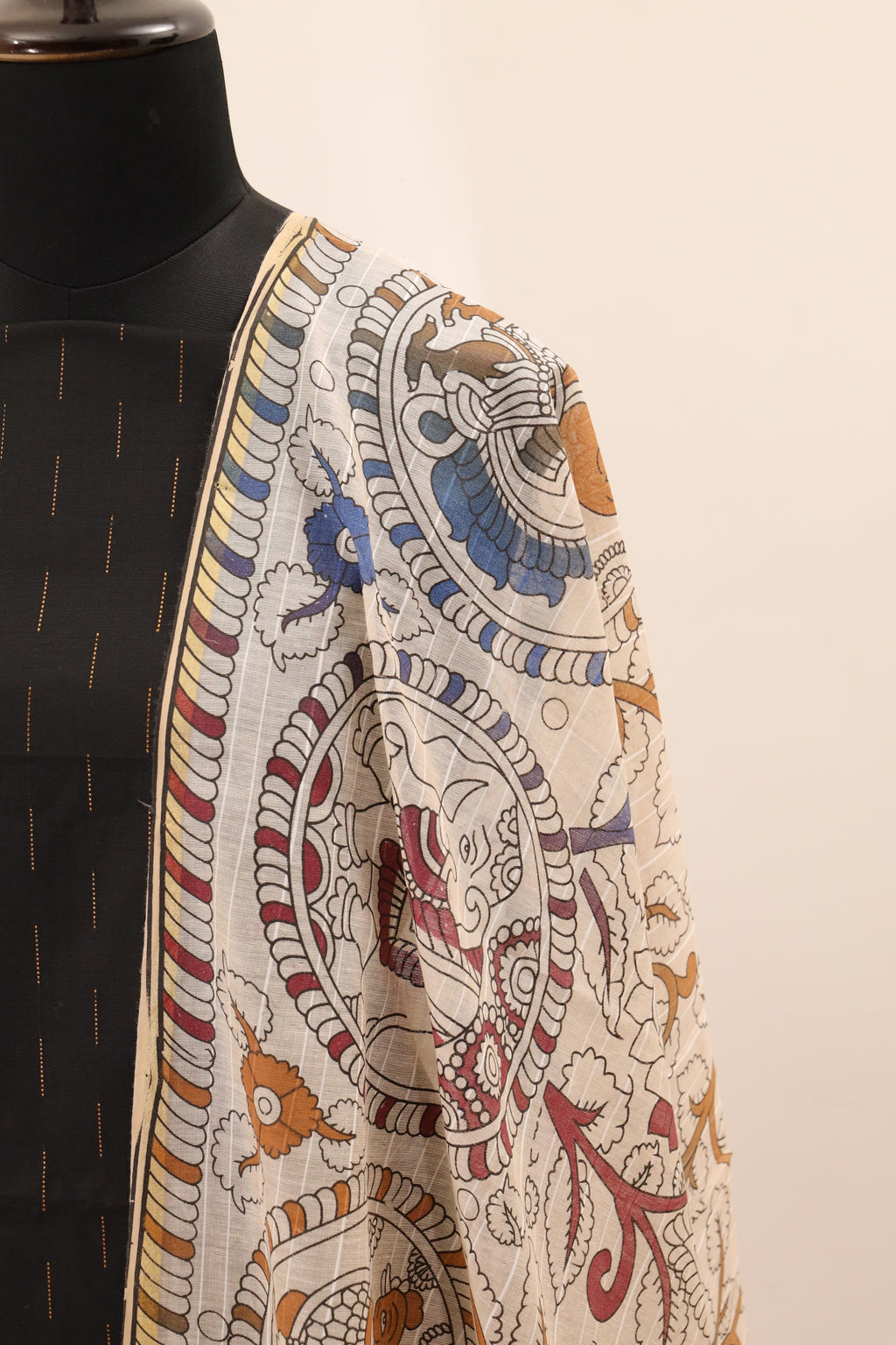 Black with Printed Dupatta  Unstitched Salwar Suit - #NC140