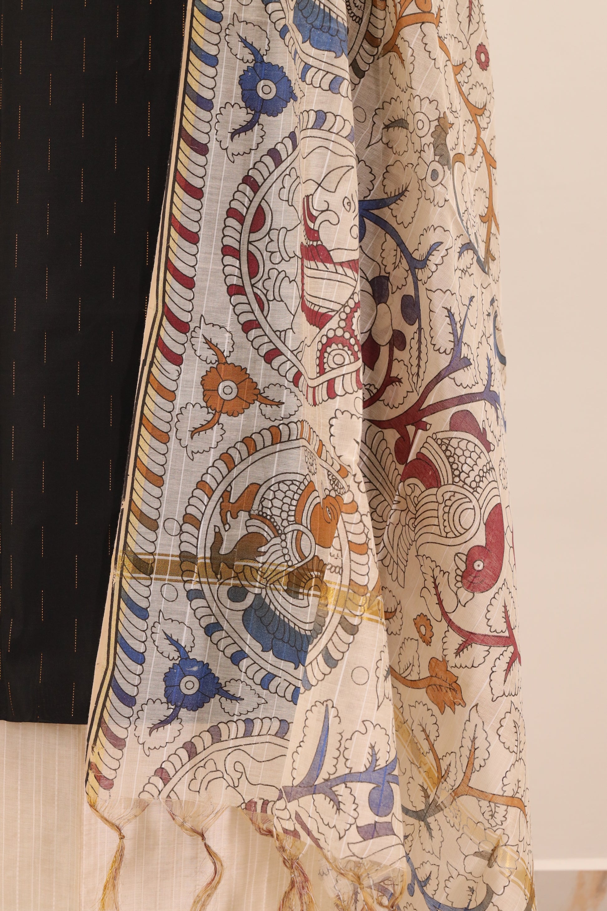 Black with Printed Dupatta  Unstitched Salwar Suit - #NC140