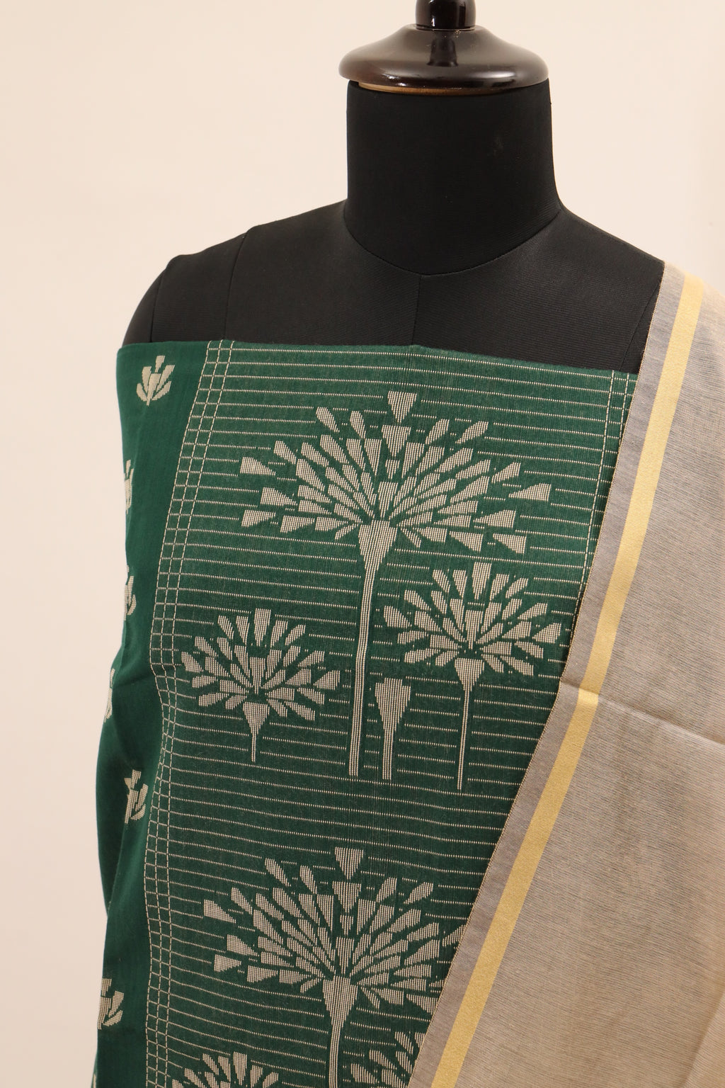 Green with Cream Dupatta Unstitched Salwar Suit - #NC143