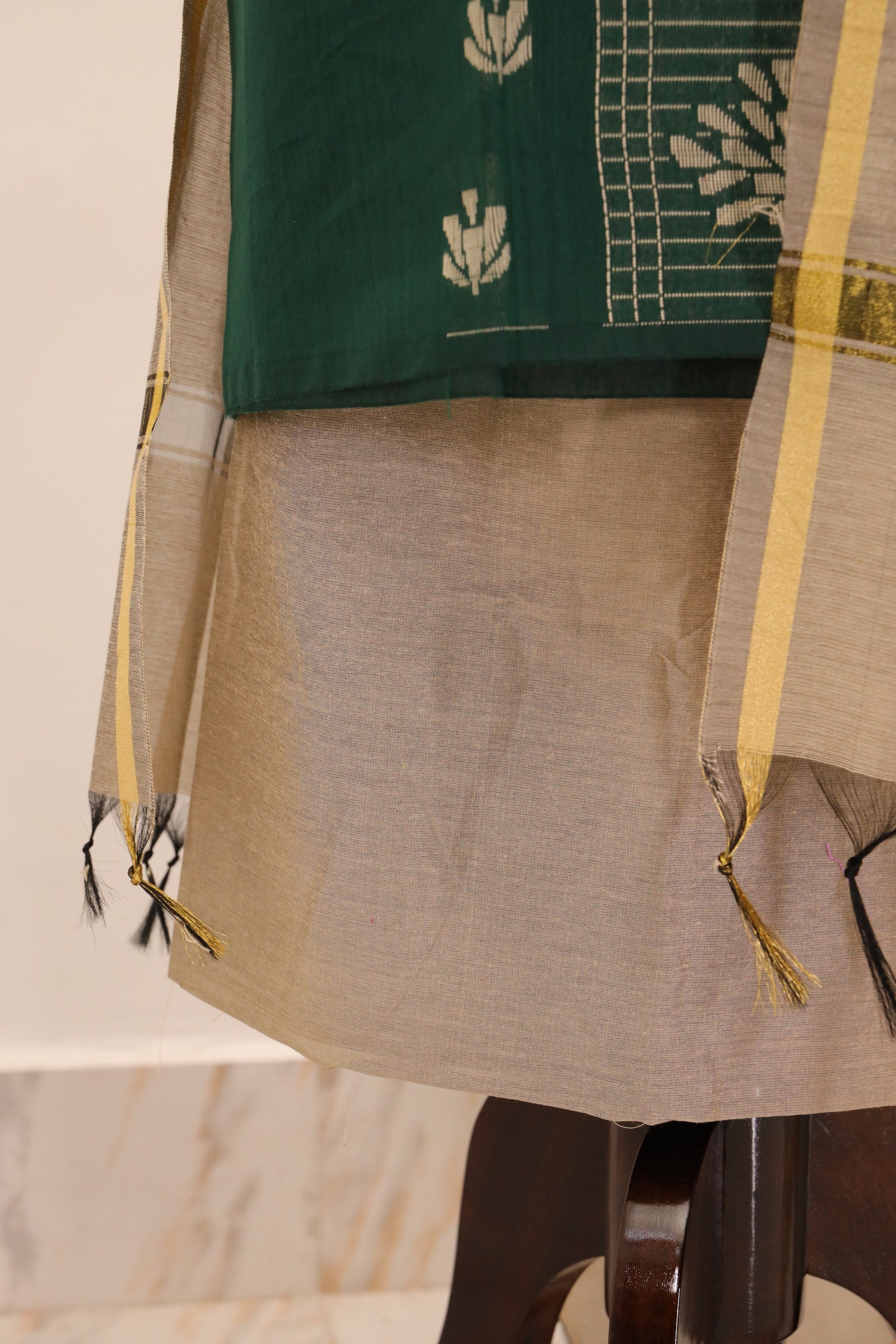 Green with Cream Dupatta Unstitched Salwar Suit - #NC143