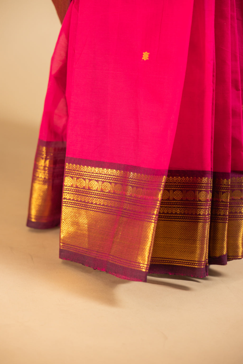 Pink Chettinad Cotton Saree with Maroon Border - #NS007