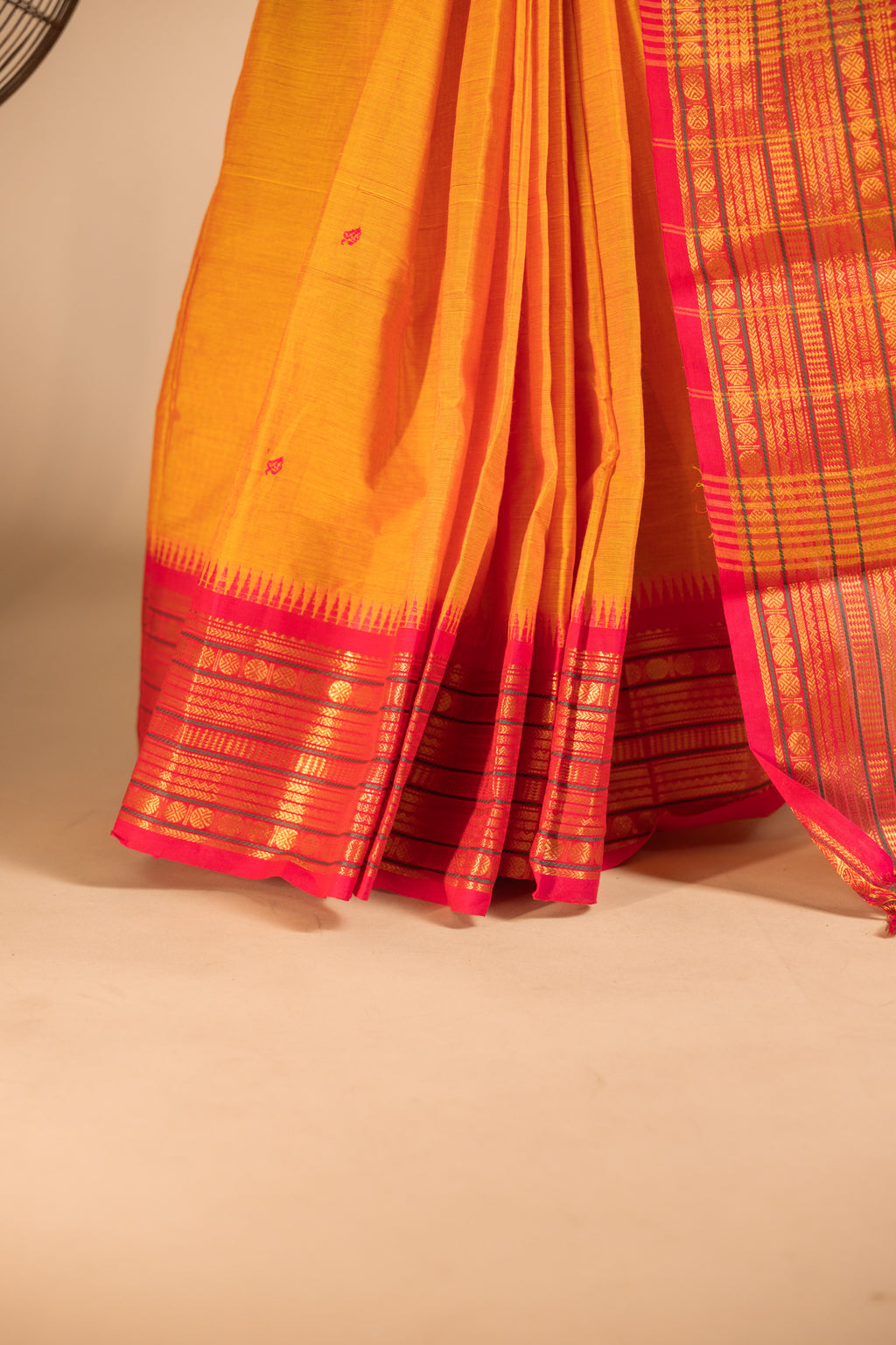 Yellow Chettinad Cotton Red Border - #NS014