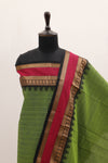 Green with Multi color Border Chettinad Cotton Unstitched Salwar Suit - #NC089