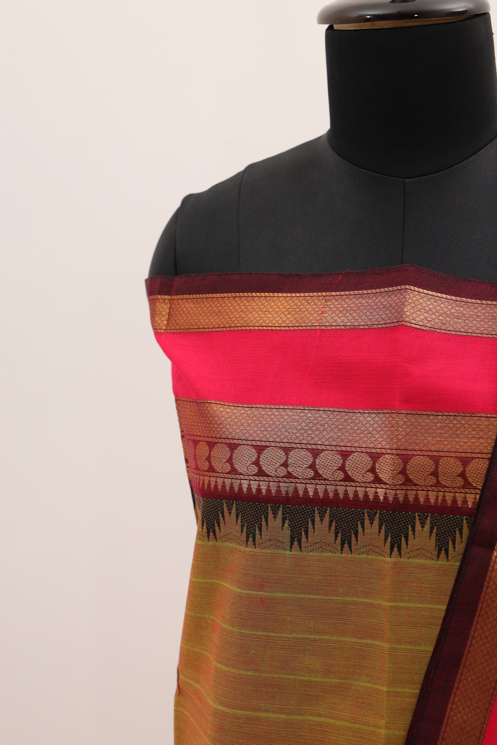 Fenugreek Green with Multi color Border Chettinad Cotton Unstitched Salwar Suit - #NC090