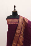 Wine color with Golden Border Chettinad Cotton Unstitched Salwar Suit - #NC091