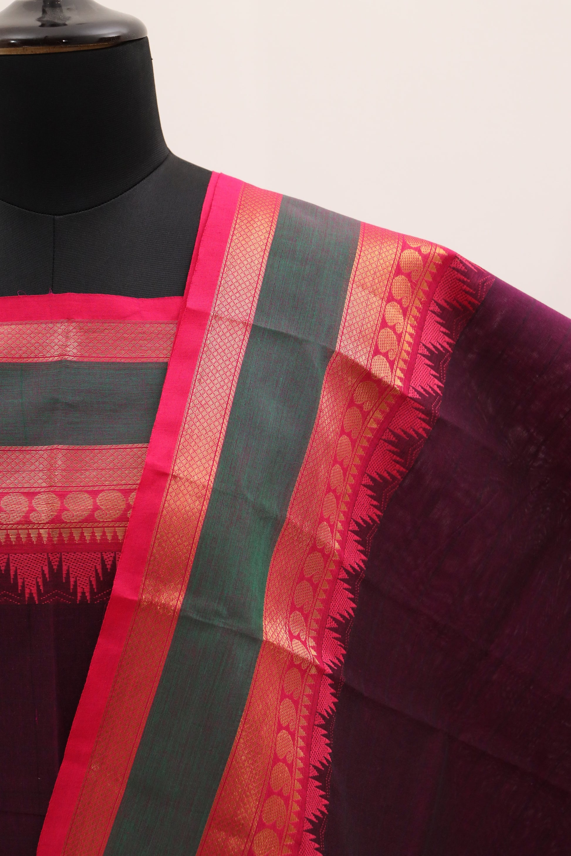 Grapes with Multi color Border Chettinad Cotton Unstitched Salwar Suit - #NC092