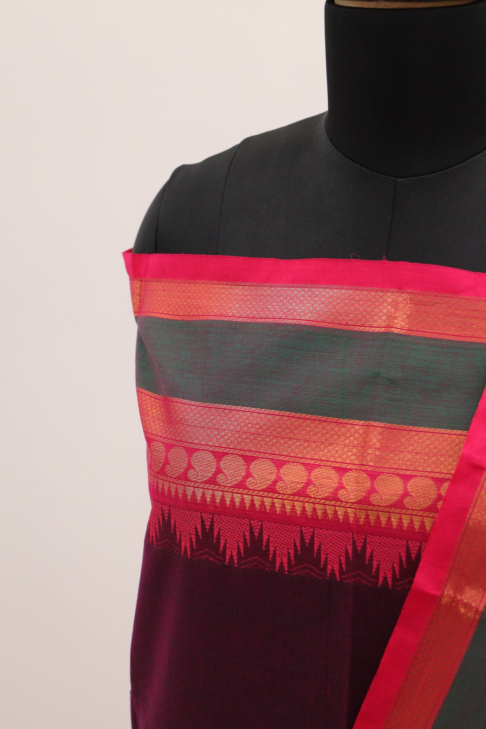 Grapes with Multi color Border Chettinad Cotton Unstitched Salwar Suit - #NC092