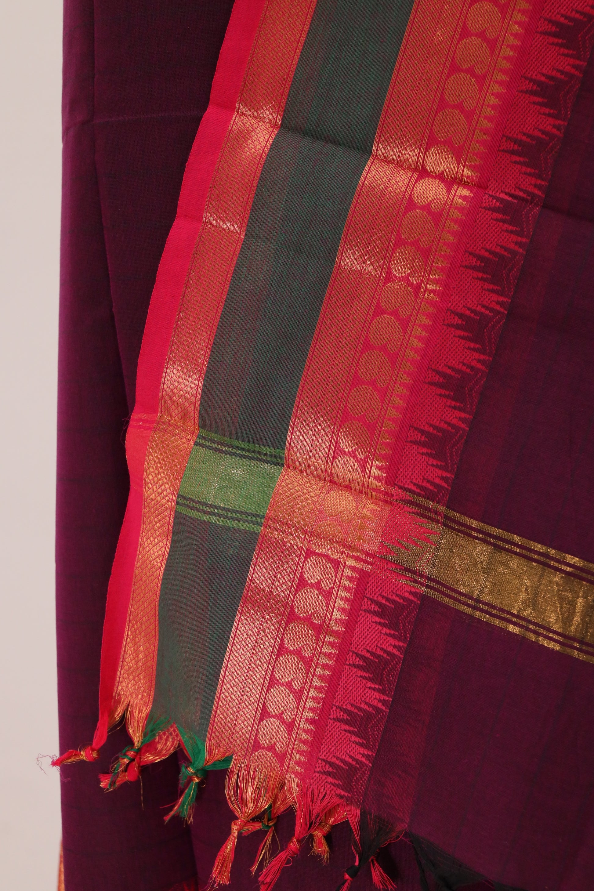 Grapes with Multi color Border Chettinad Cotton Unstitched Salwar Suit - #NC092