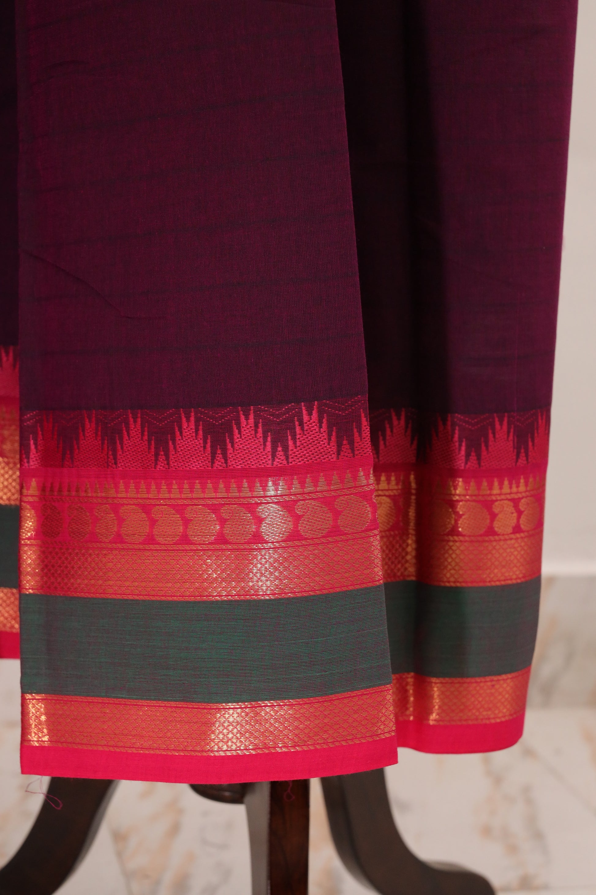 Grapes with Multi color Border Chettinad Cotton Unstitched Salwar Suit - #NC092