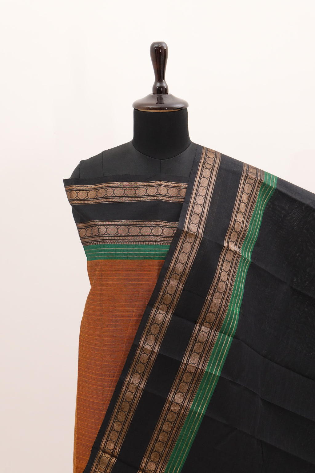 Mustard with Multi color Border Chettinad Cotton Unstitched Salwar Suit - #NC099