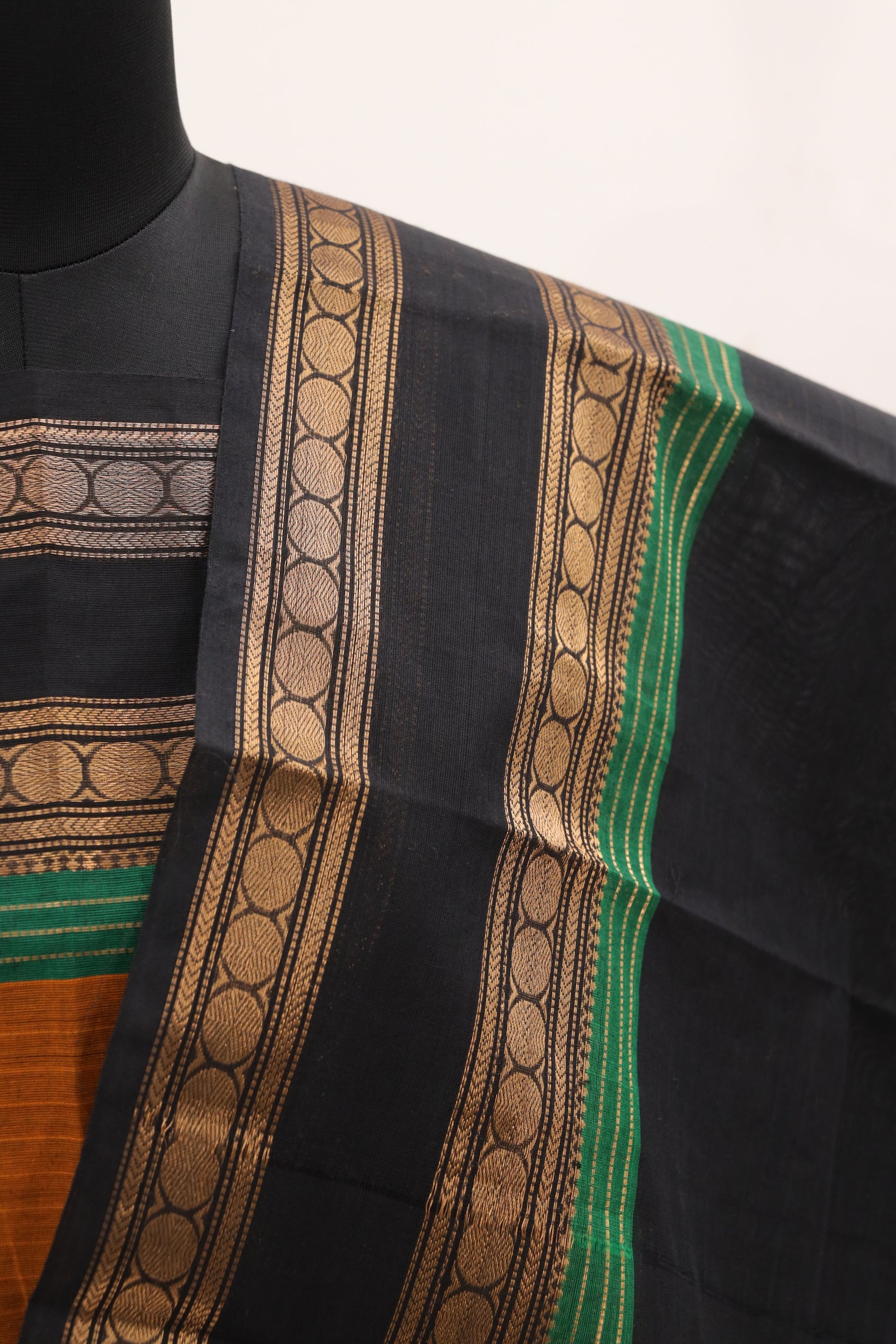 Mustard with Multi color Border Chettinad Cotton Unstitched Salwar Suit - #NC099