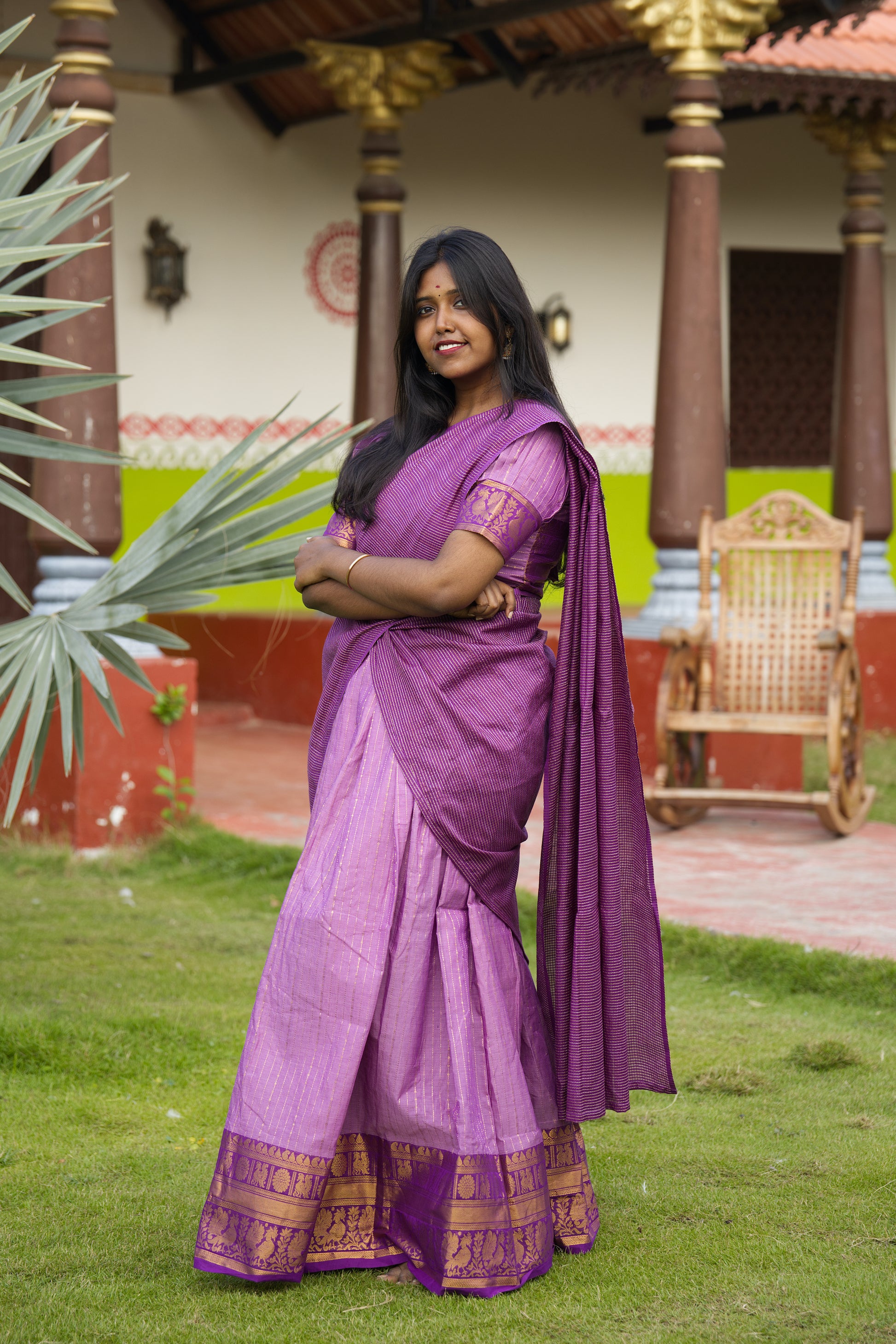 Lavender - Chettinad Cotton Half Saree - NH003