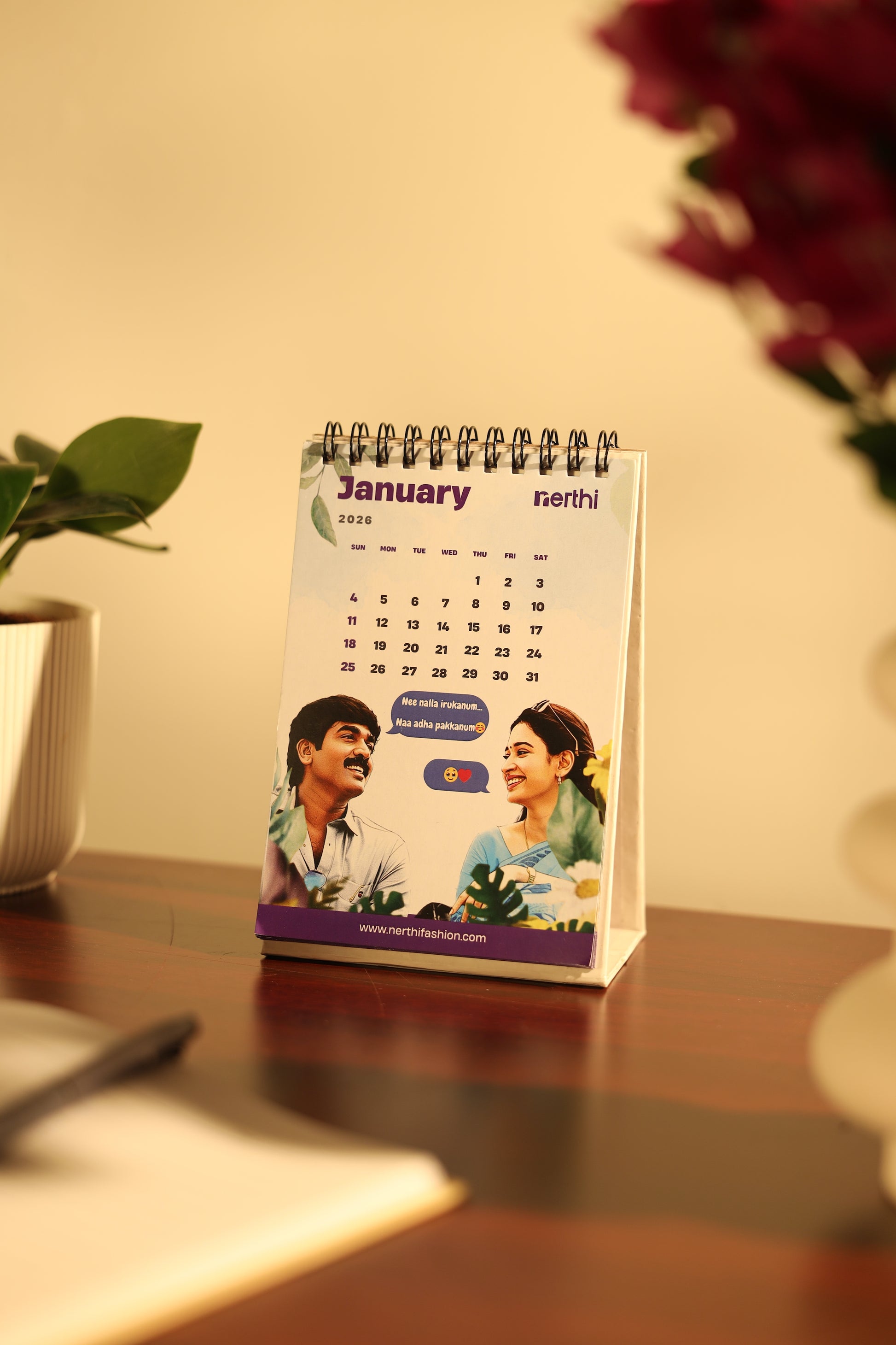 Tamil Cinema Themed 2026 Desk Calendar