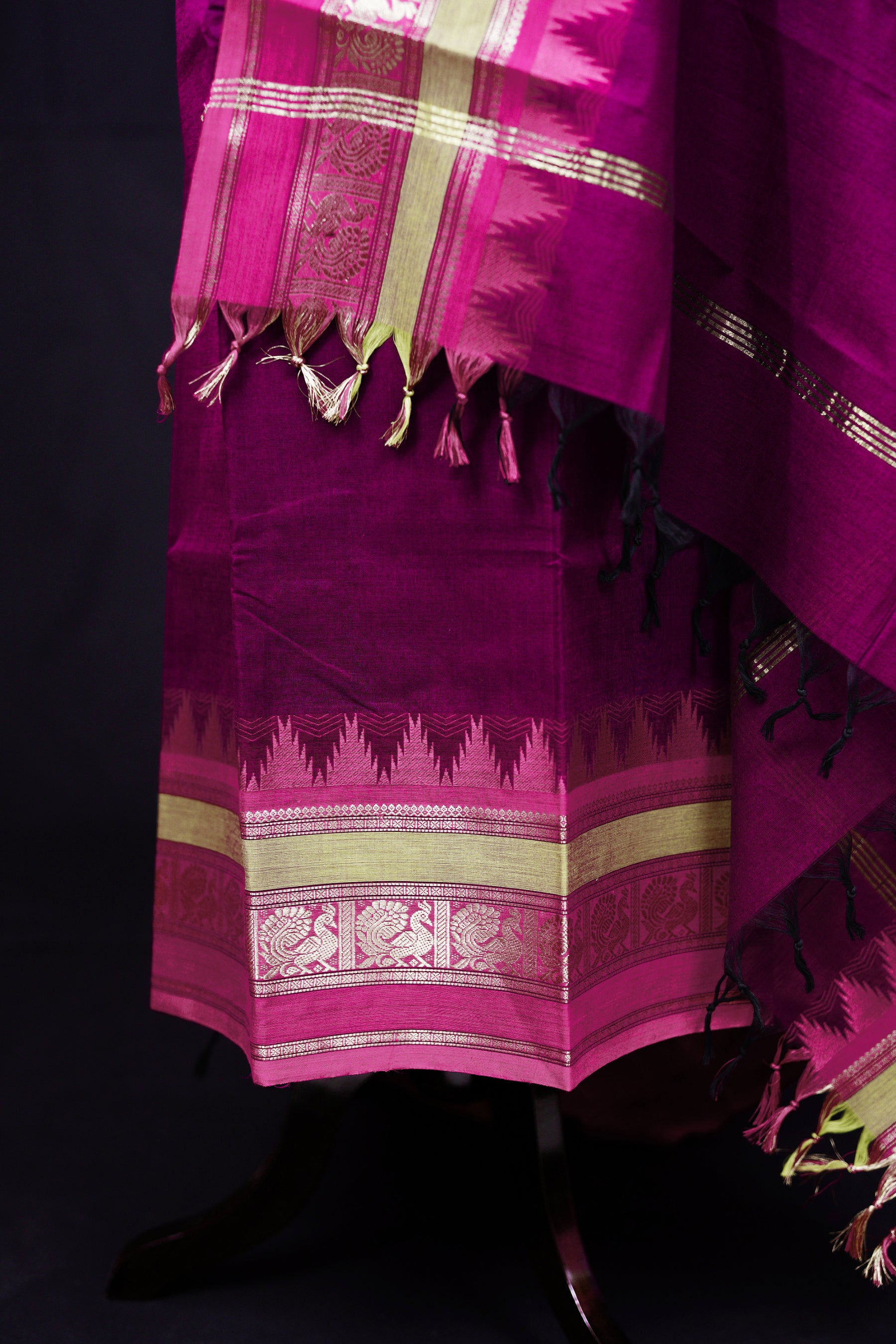 Purple and Pink - Chettinad Cotton Unstitched Salwar Suit - #NC015