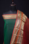 Green and Brown - Chettinad Cotton Unstitched Salwar Suit - #NC026