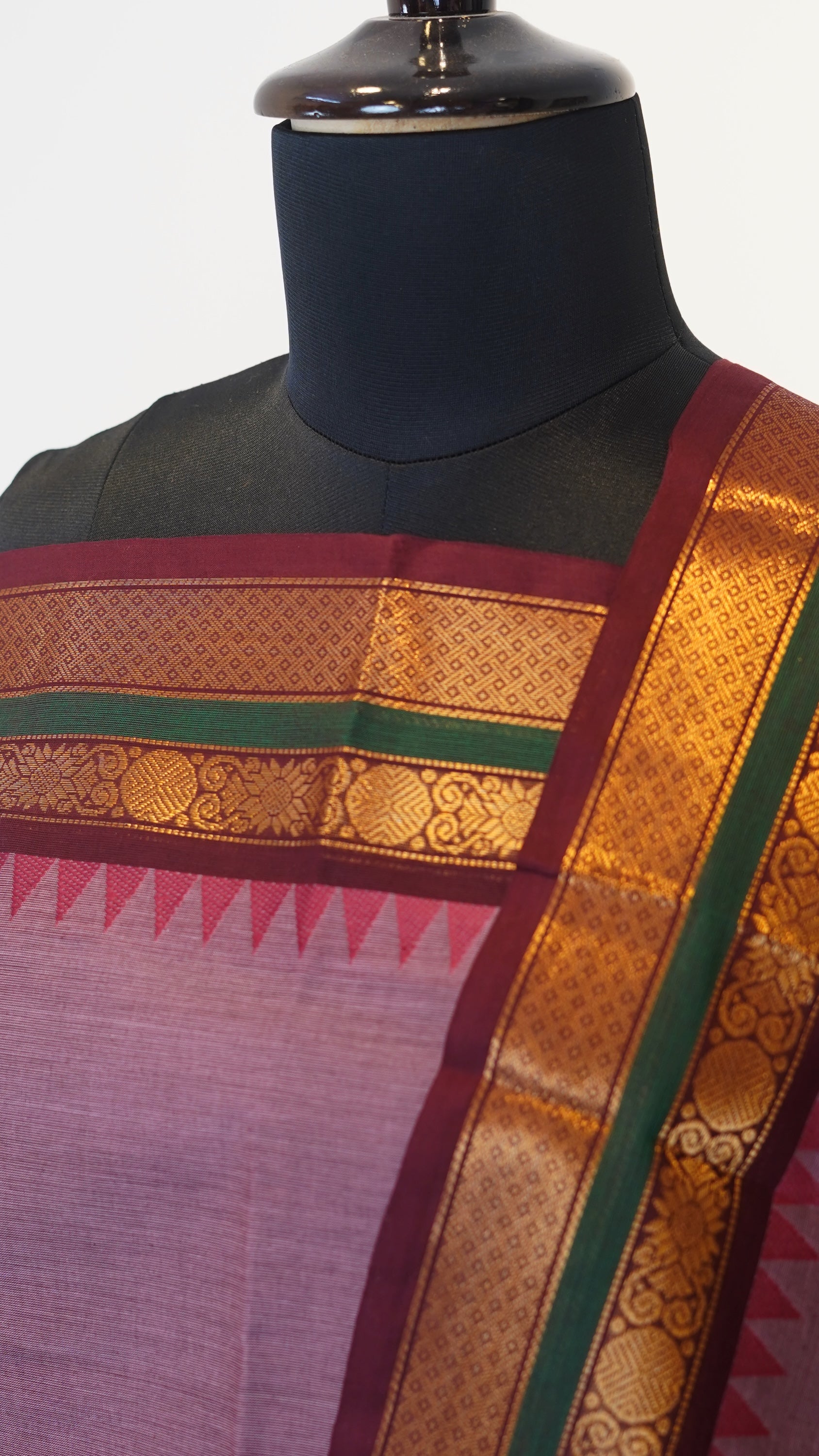 Onion Pink with Multi color Border Chettinad Cotton Unstitched Salwar Suit - #NC122