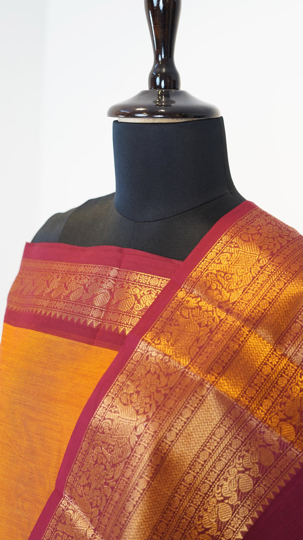 Mango with Red Border Chettinad Cotton Unstitched Salwar Suit - #NC113