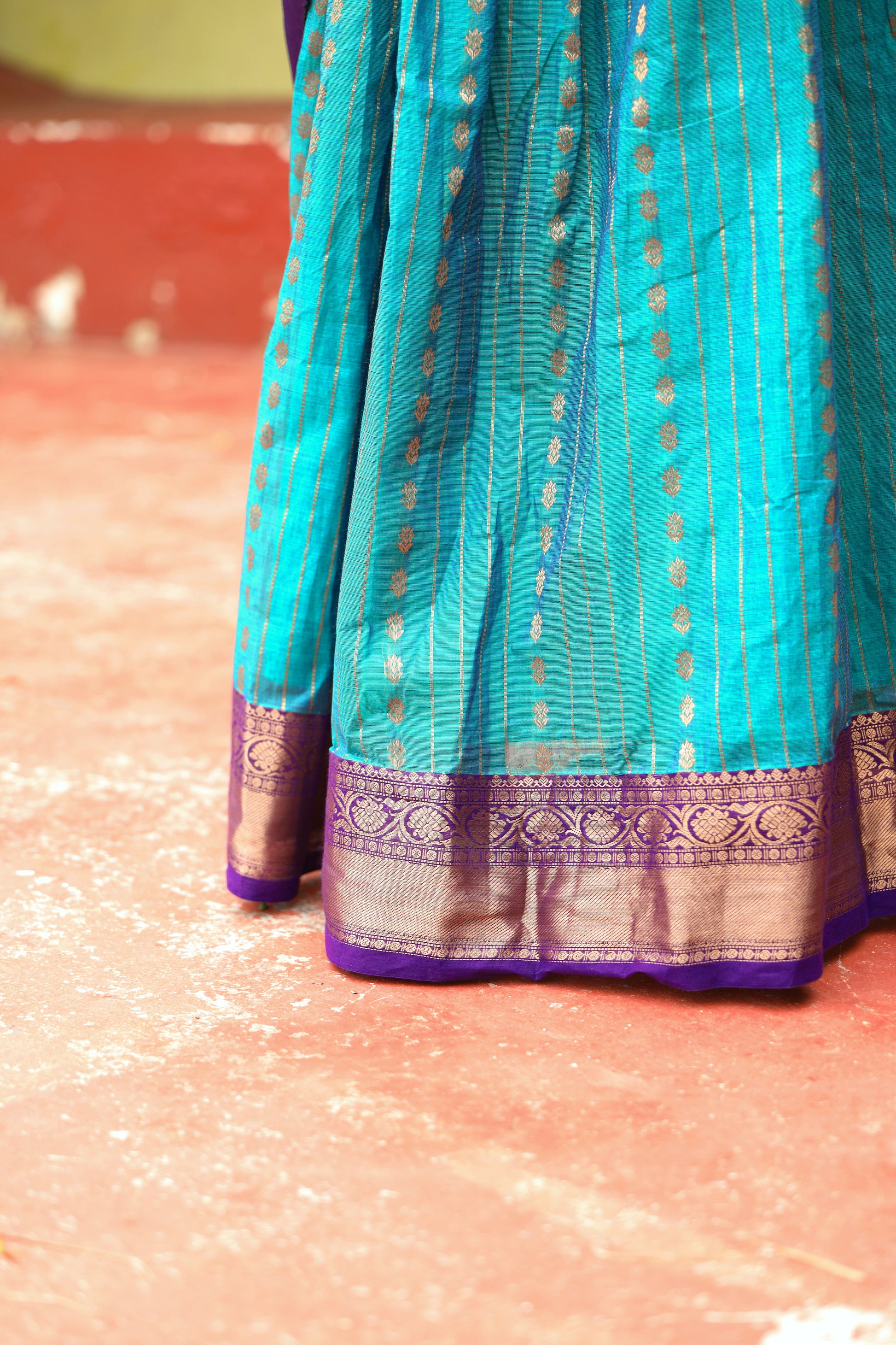 Teel & Purple - Chettinad Cotton Half Saree - NH001