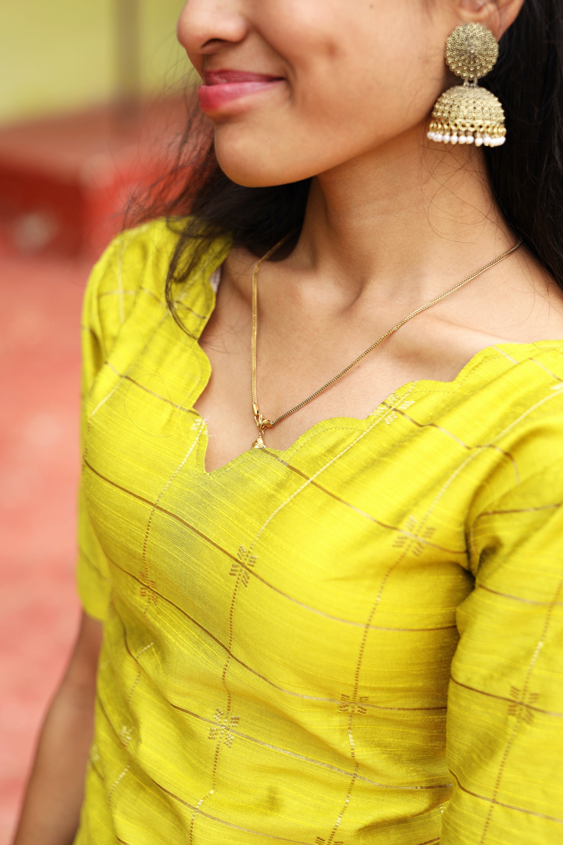 Yellow & Plum - Chettinad Cotton Top & Skirt Set - #NT002