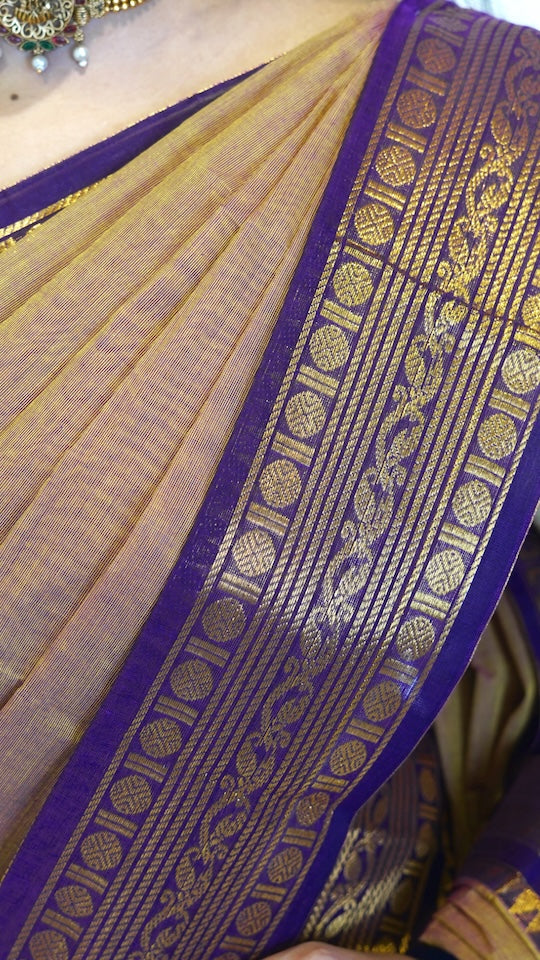 Sandalwood Brown with Brown Border Chettinad Cotton Saree-#NS033